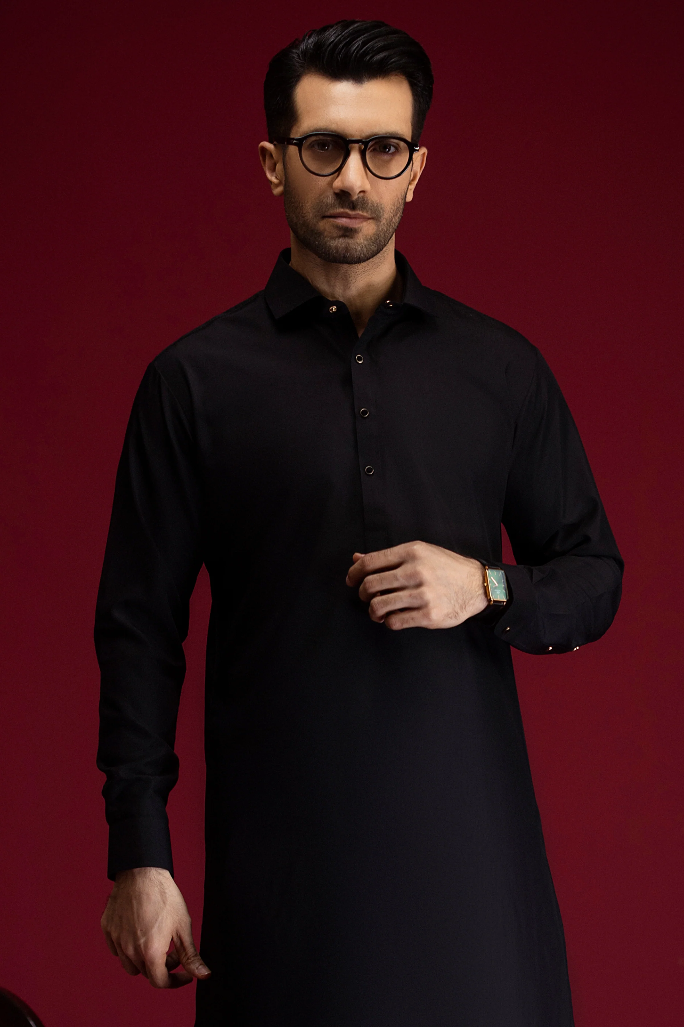 BLACK BLENDED KAMEEZ SHALWAR | CCMKS-S-39576-C3 - Image 2