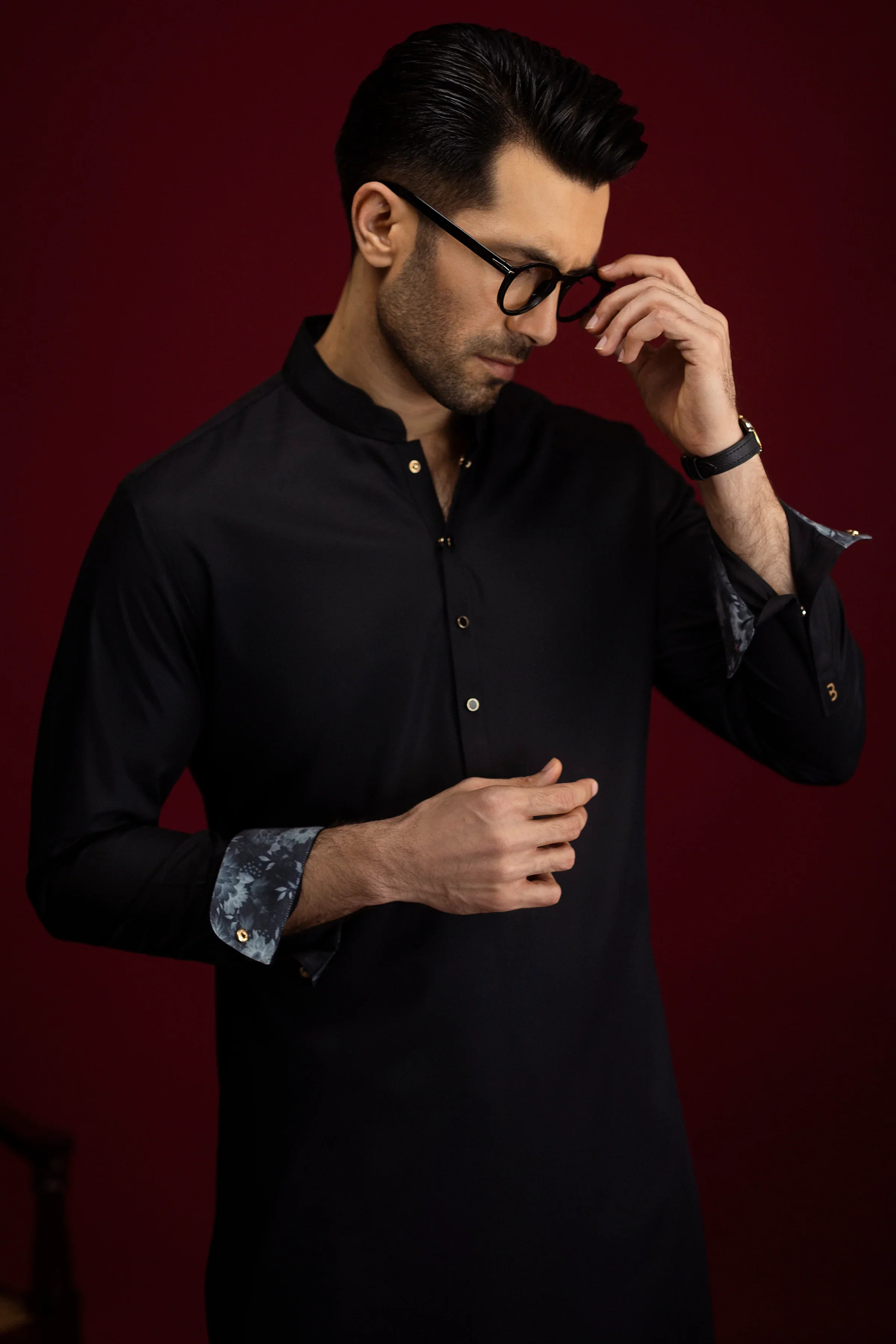 BLACK BLENDED KAMEEZ SHALWAR | CCMKS-S-39580-D4 - Image 2