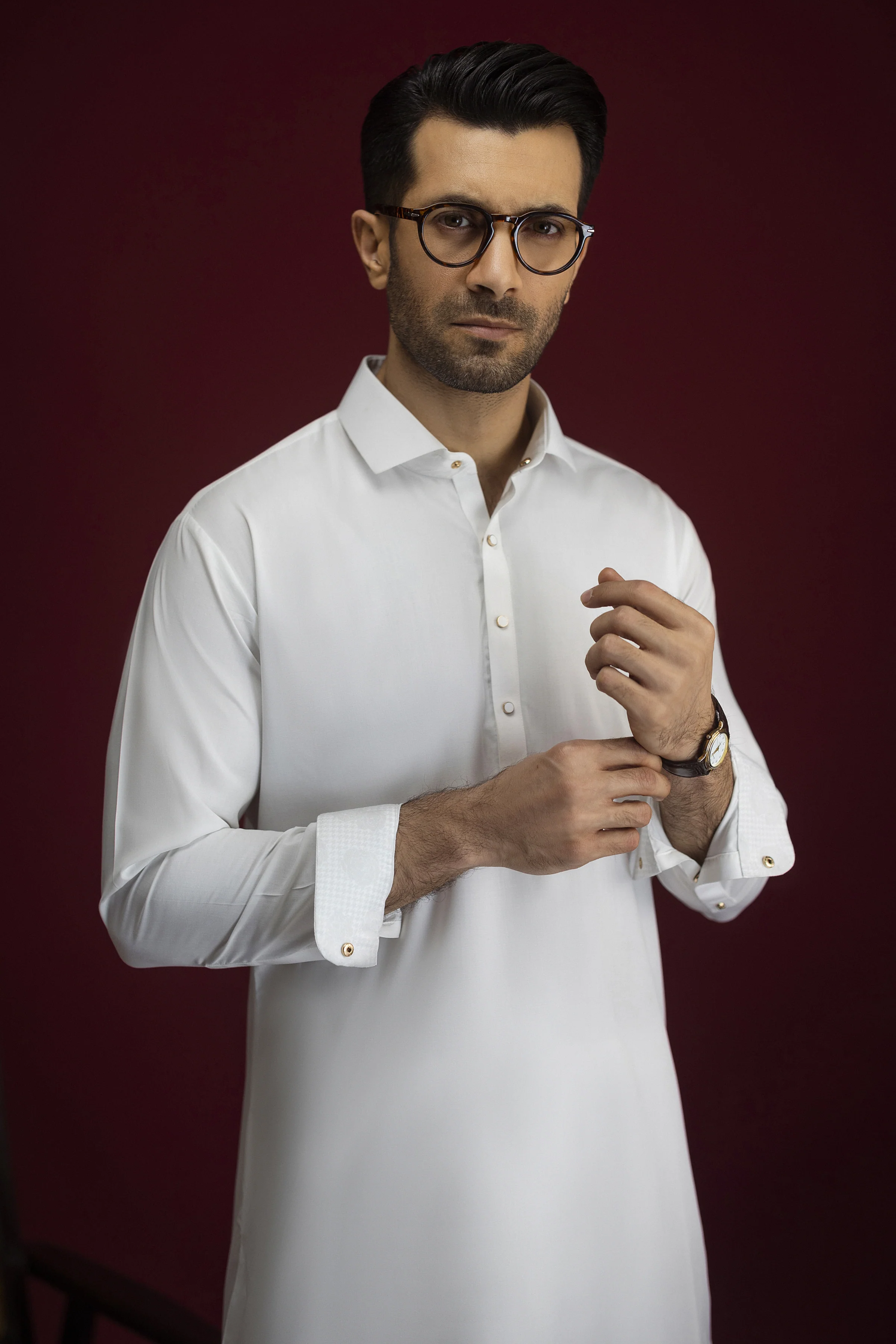 OFF WHITE BLENDED KAMEEZ SHALWAR | CCMKS-S-39584-A3 - Image 2