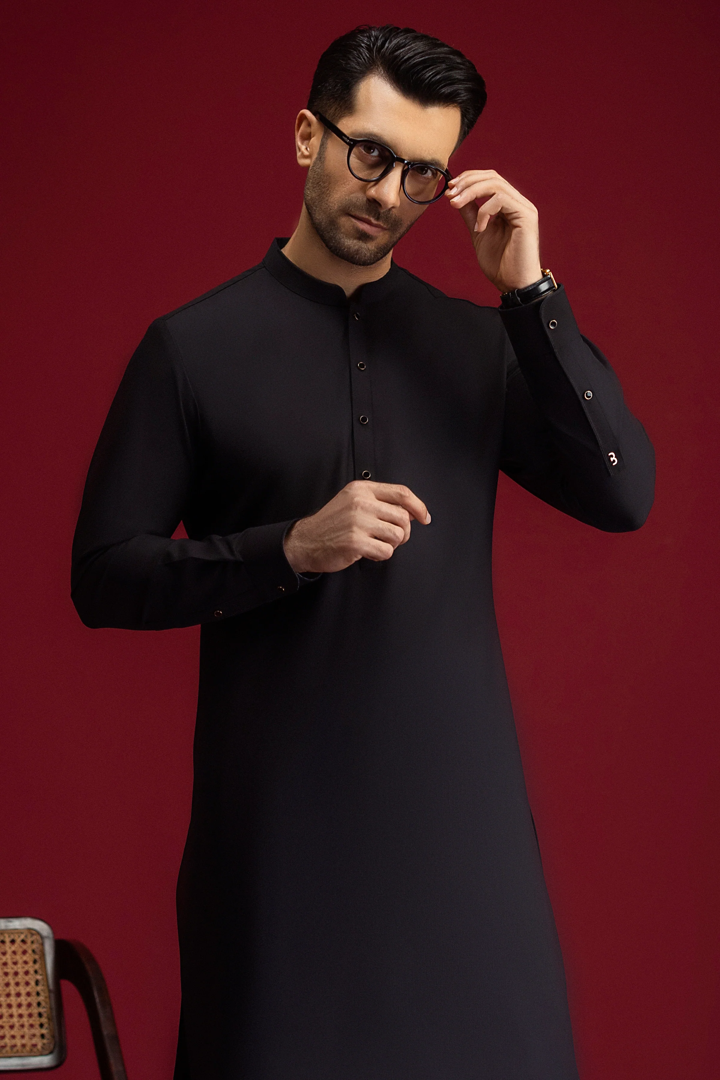 BLACK BLENDED KAMEEZ SHALWAR | CCMKS-S-39598-D4 - Image 3