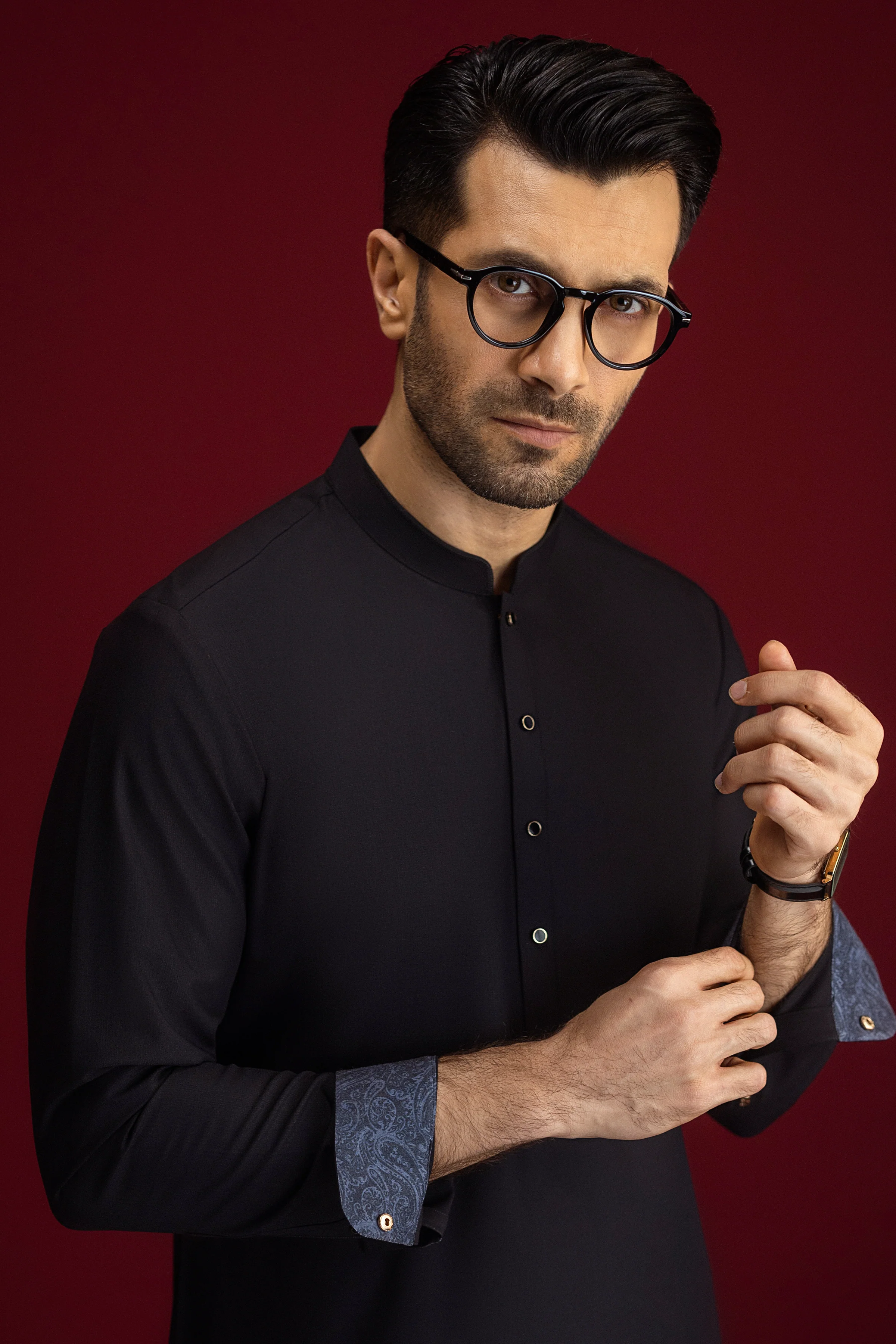 BLACK BLENDED KAMEEZ SHALWAR | CCMKS-S-39598-D4 - Image 4