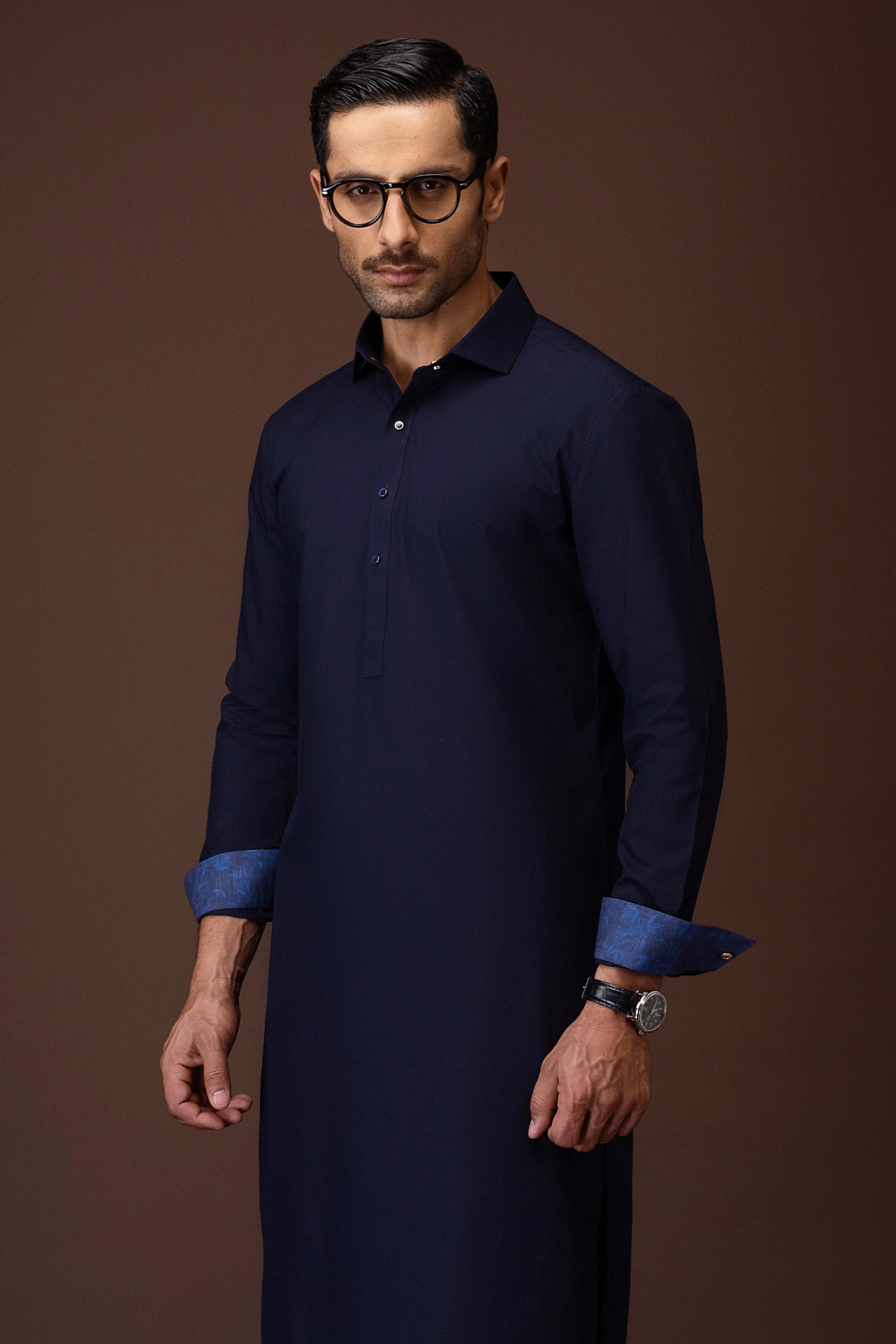 NAVY BLENDED KAMEEZ SHALWAR | CCMKS-S-39601-C3 - Image 4