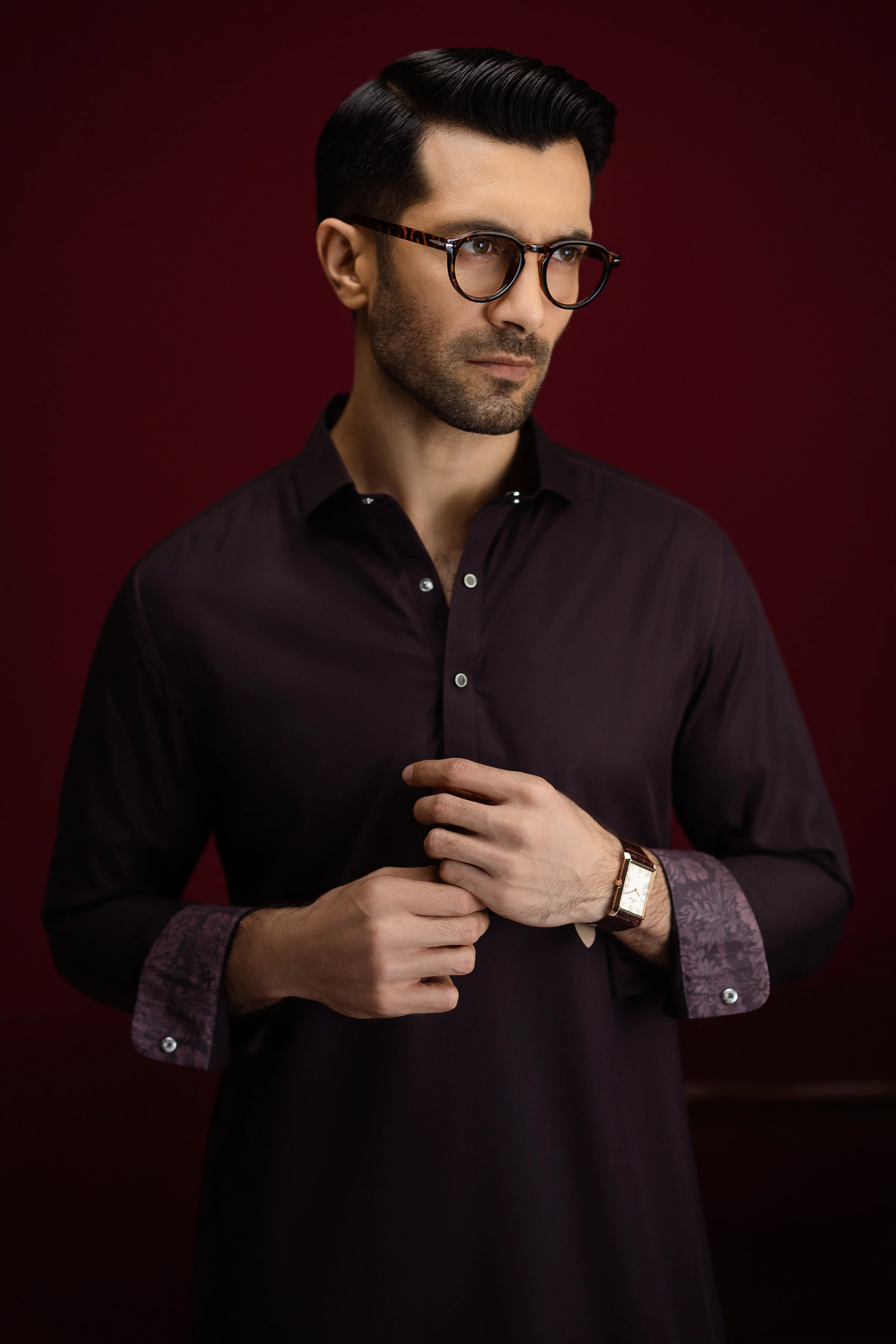 BURGUNDY BLENDED KAMEEZ SHALWAR | CCMKS-S-39604-B3 - Image 4