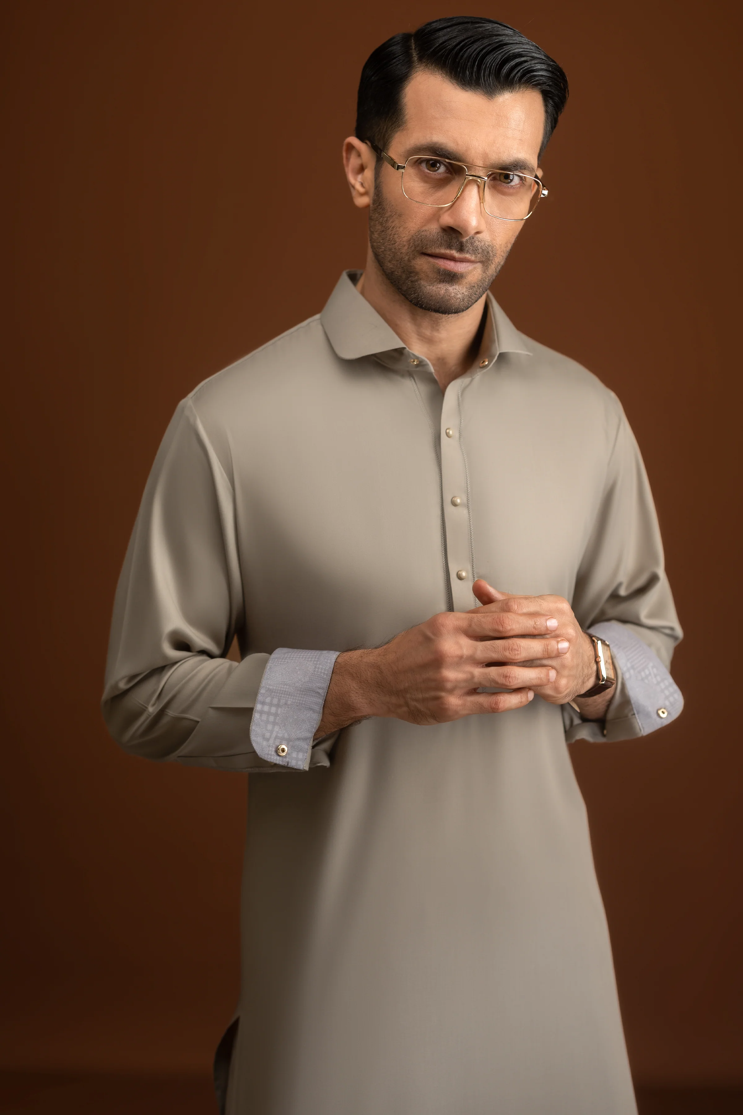 SAND BLENDED KAMEEZ SHALWAR | CCMKS-S-39607-A4 - Image 2