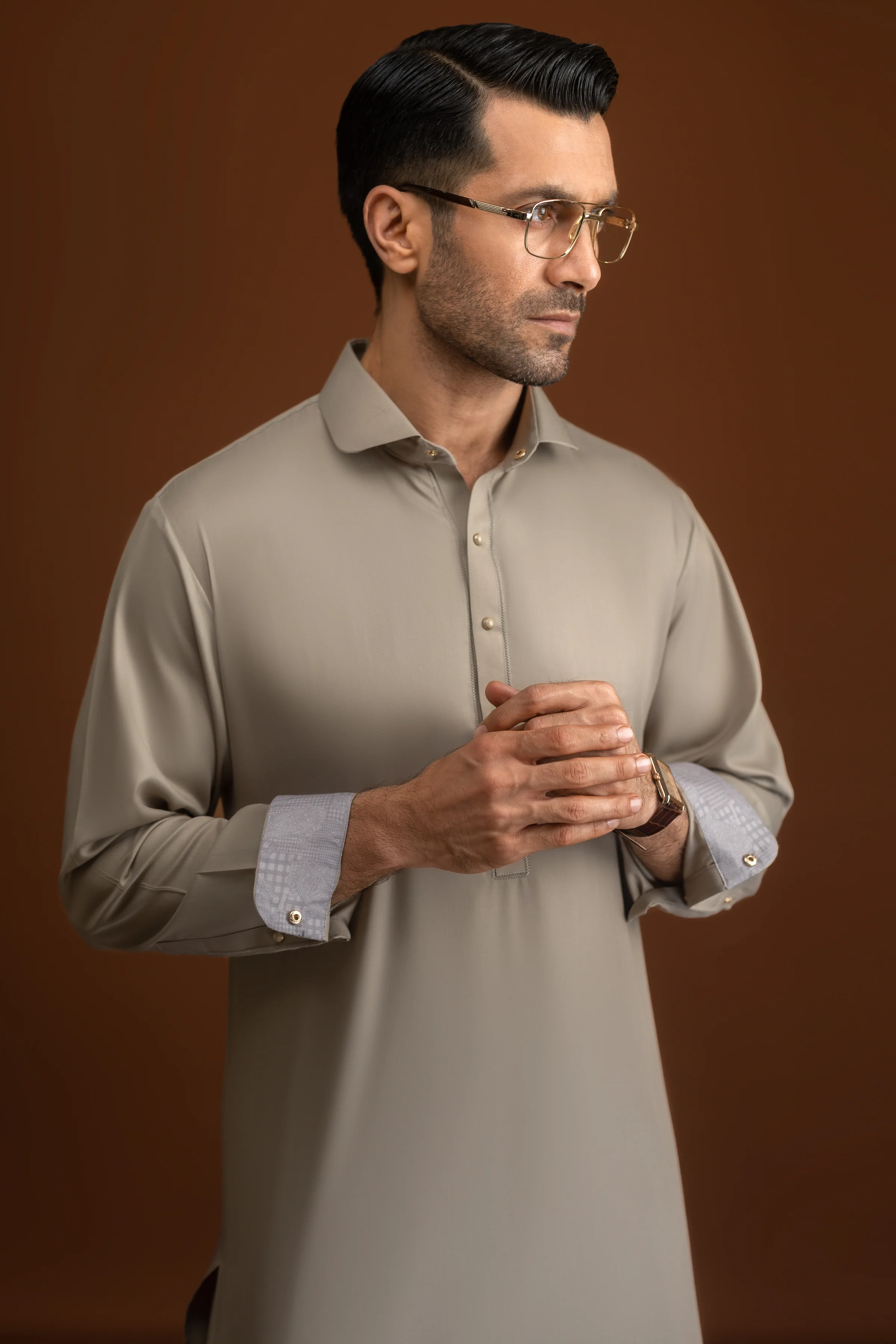 SAND BLENDED KAMEEZ SHALWAR | CCMKS-S-39607-A4 - Image 4