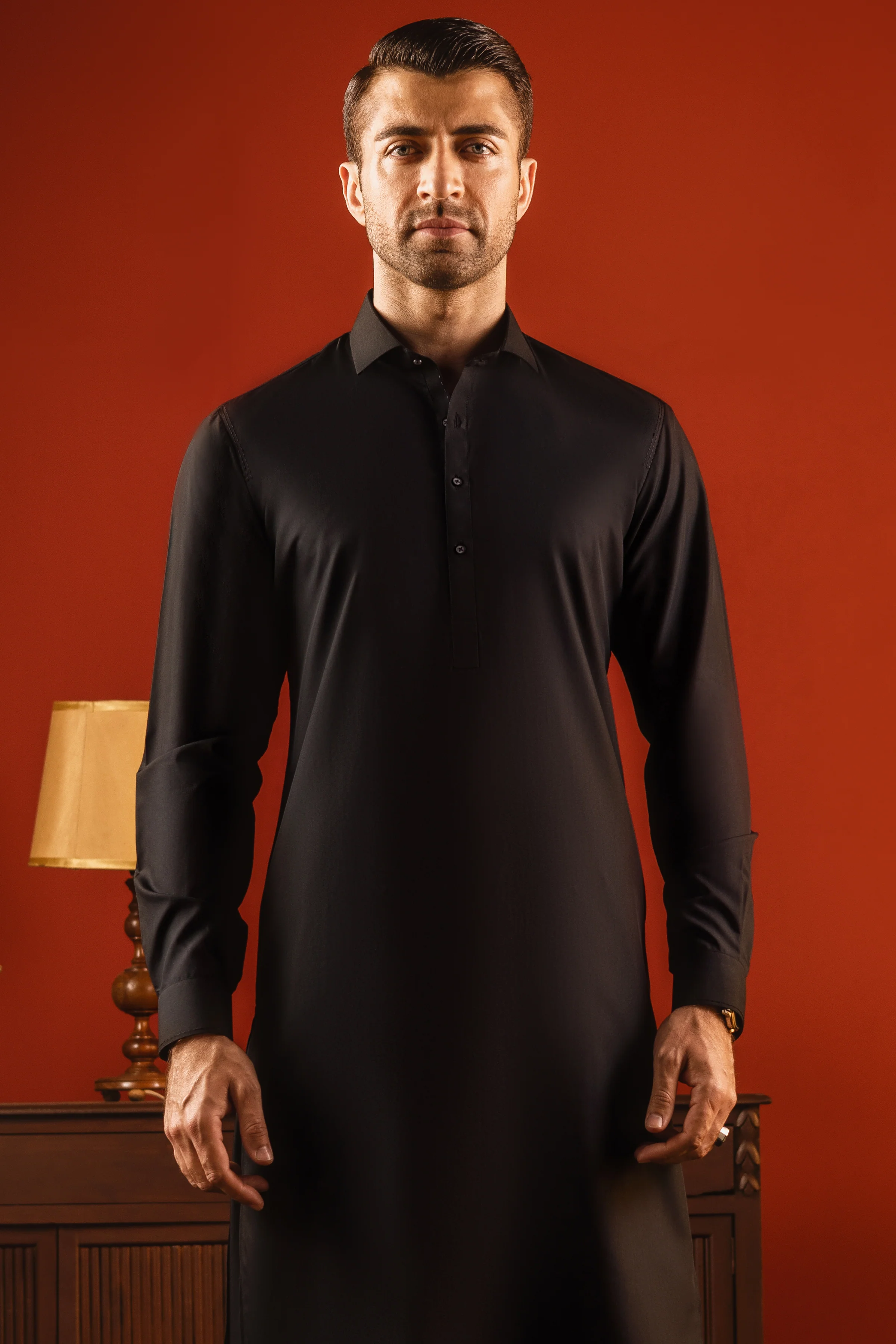 BLACK BLENDED KAMEEZ SHALWAR | CCMKS-S-US-39198-1/6 - MILAN - Image 4
