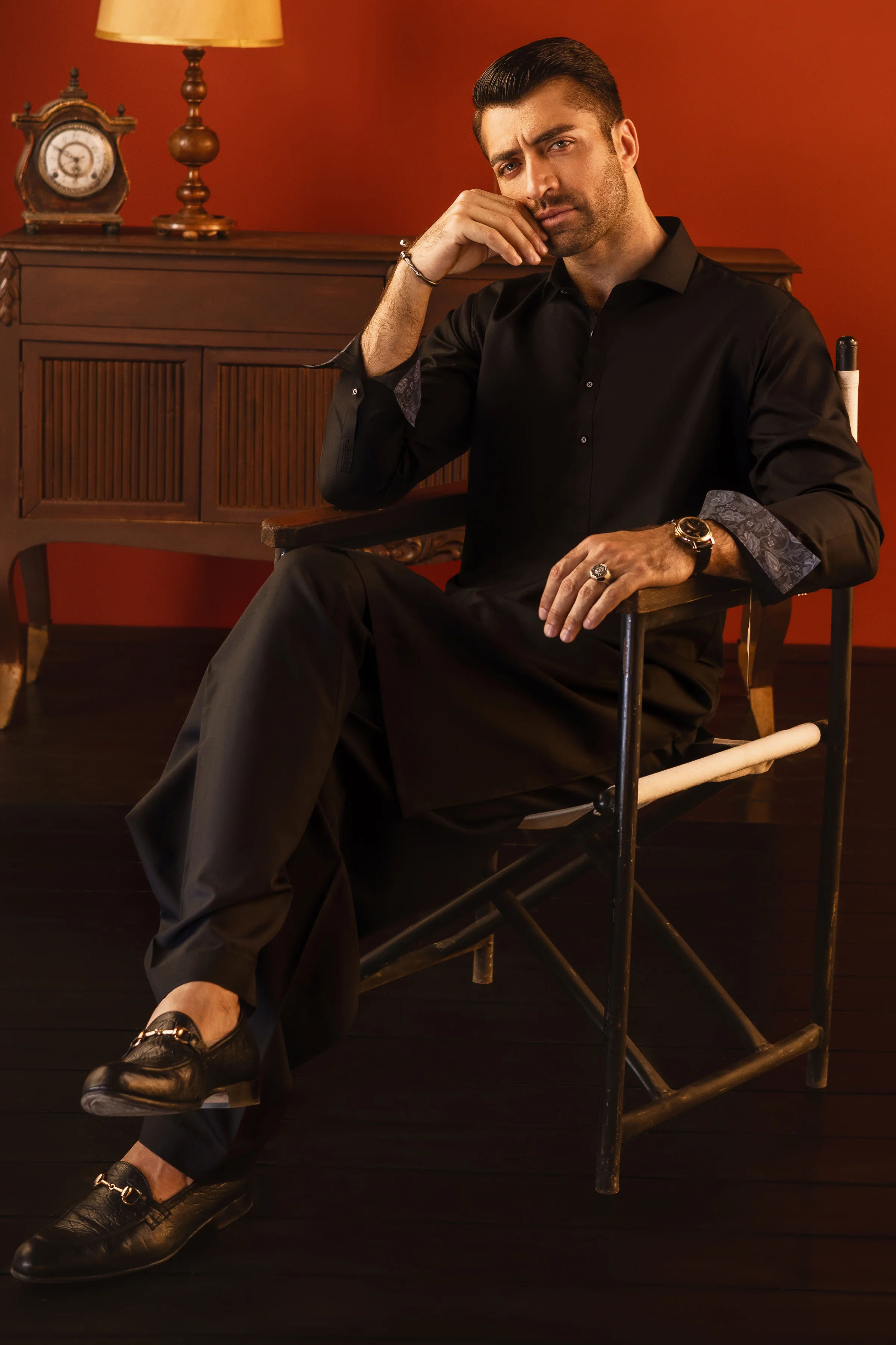 BLACK BLENDED KAMEEZ SHALWAR | CCMKS-S-US-39198-1/6 - MILAN - Image 6