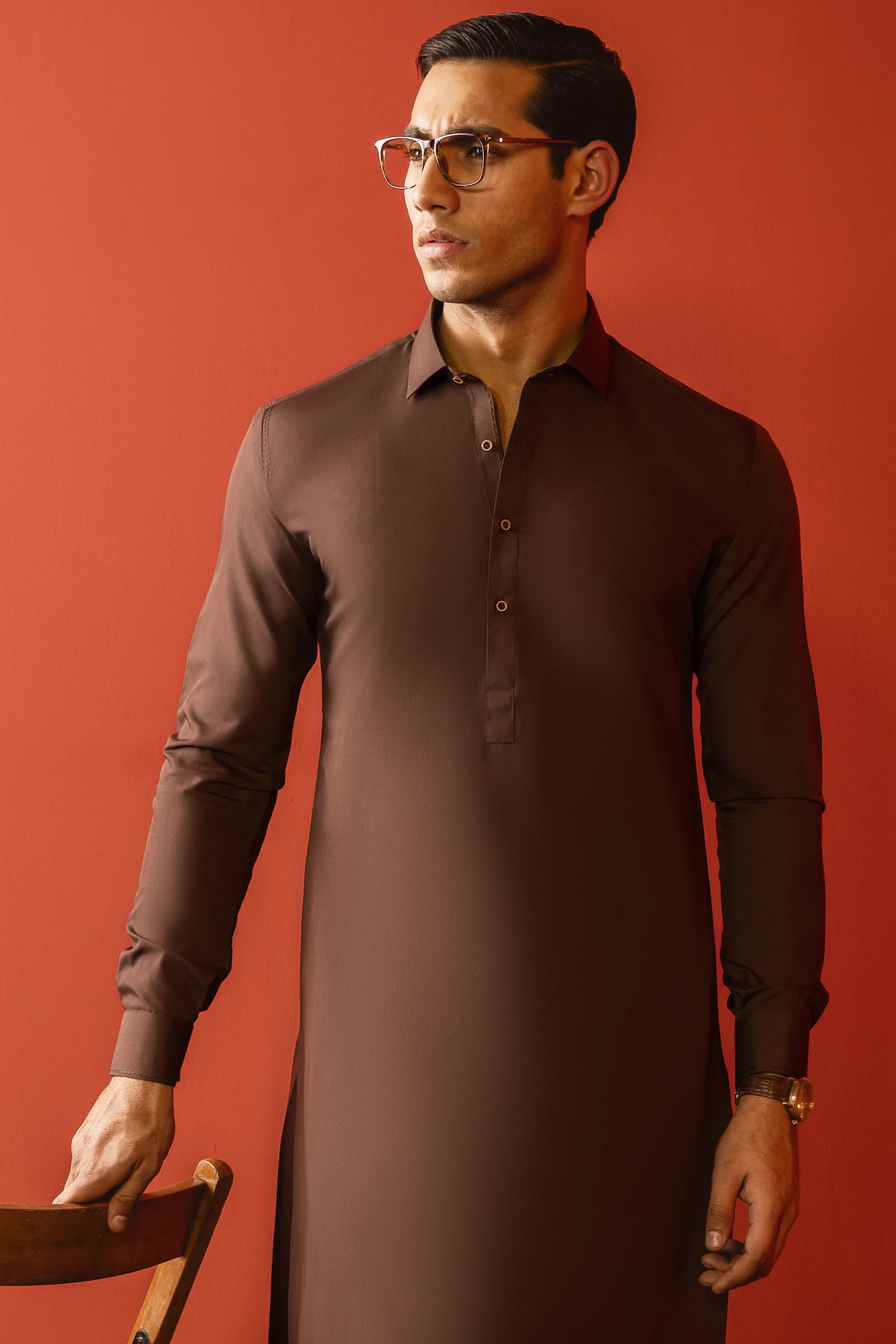 BROWN BLENDED KAMEEZ SHALWAR | CCMKS-S-US-39198-5/6 - MILAN - Image 3
