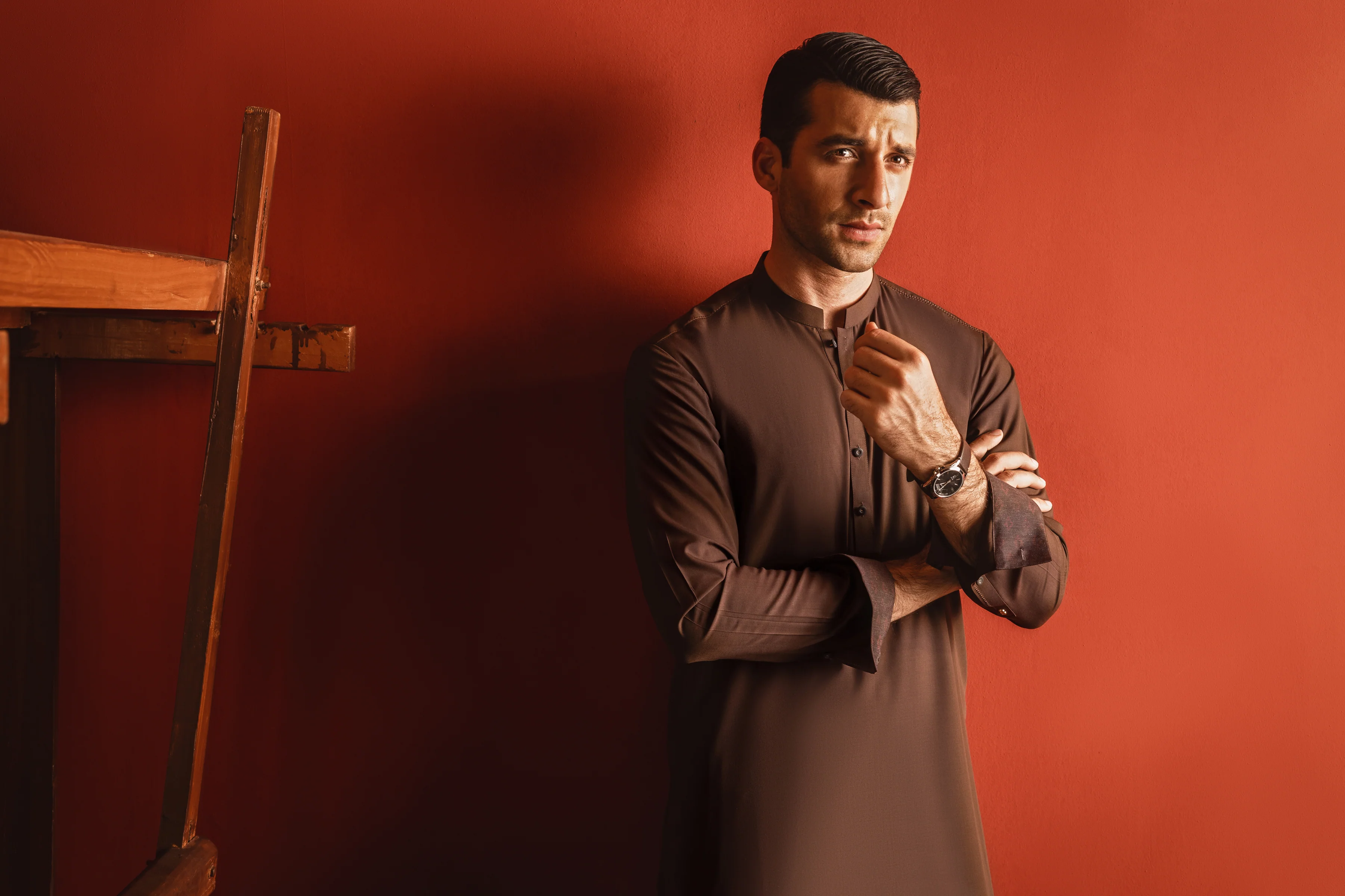 BROWN BLENDED KAMEEZ SHALWAR | CCMKS-S-US-39248-3/6 - TOKYO - Image 2
