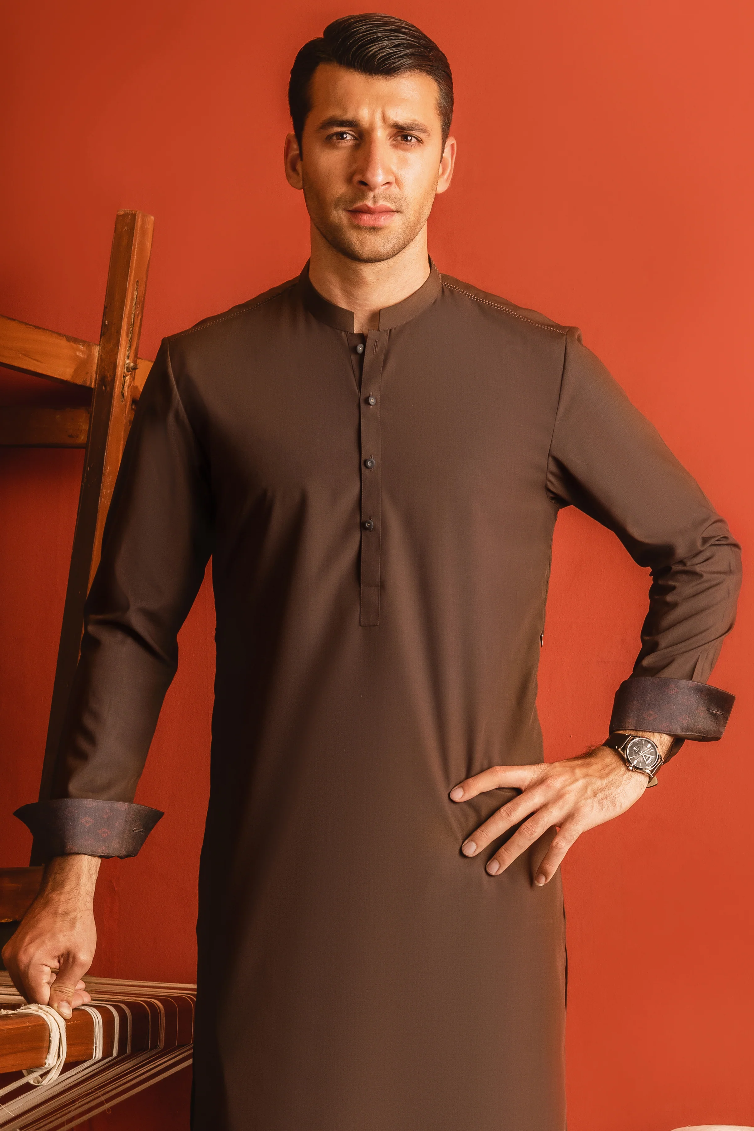 BROWN BLENDED KAMEEZ SHALWAR | CCMKS-S-US-39248-3/6 - TOKYO - Image 3