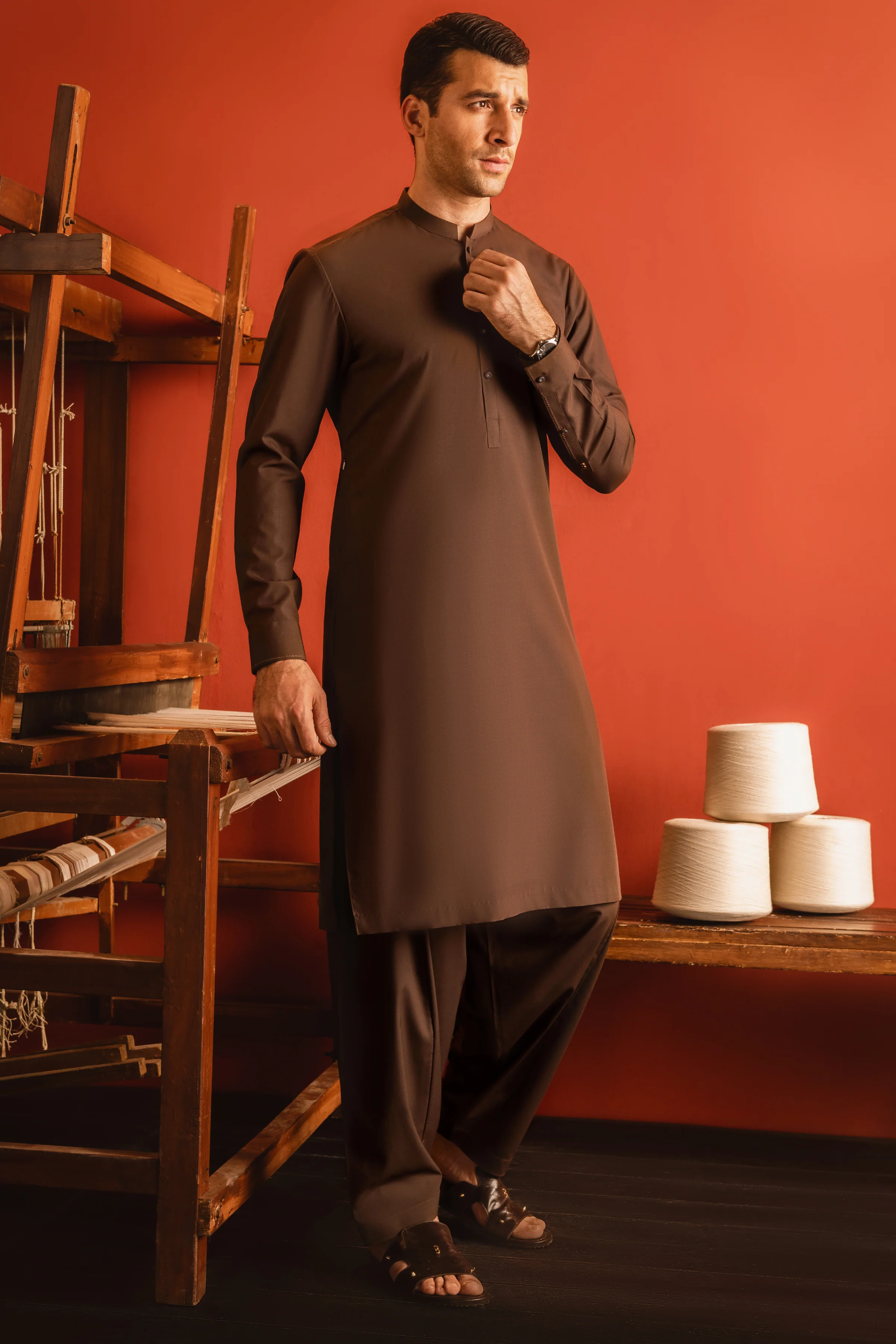 BROWN BLENDED KAMEEZ SHALWAR | CCMKS-S-US-39248-3/6 - TOKYO - Image 4