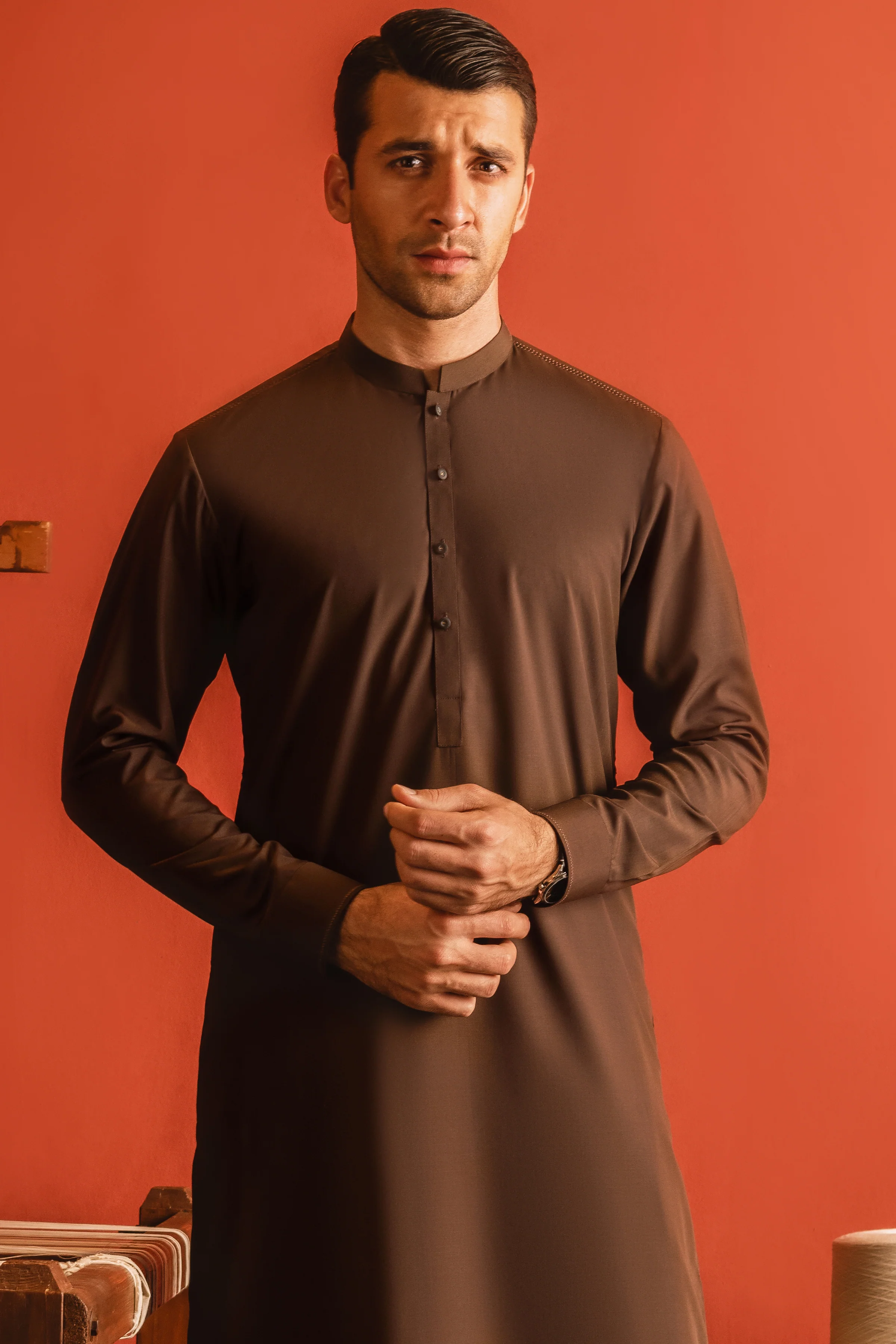 BROWN BLENDED KAMEEZ SHALWAR | CCMKS-S-US-39248-3/6 - TOKYO - Image 5