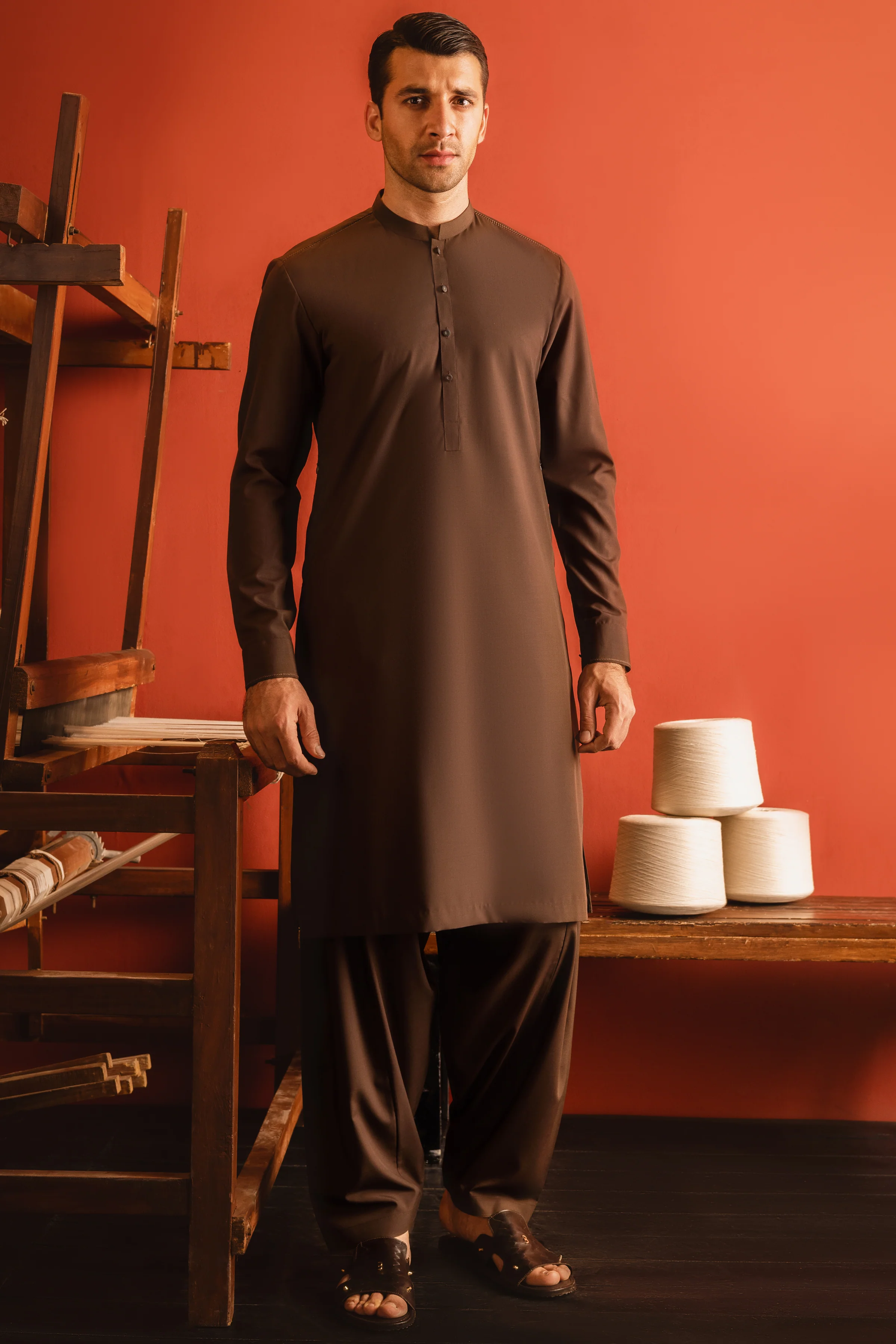 BROWN BLENDED KAMEEZ SHALWAR | CCMKS-S-US-39248-3/6 - TOKYO - Image 6