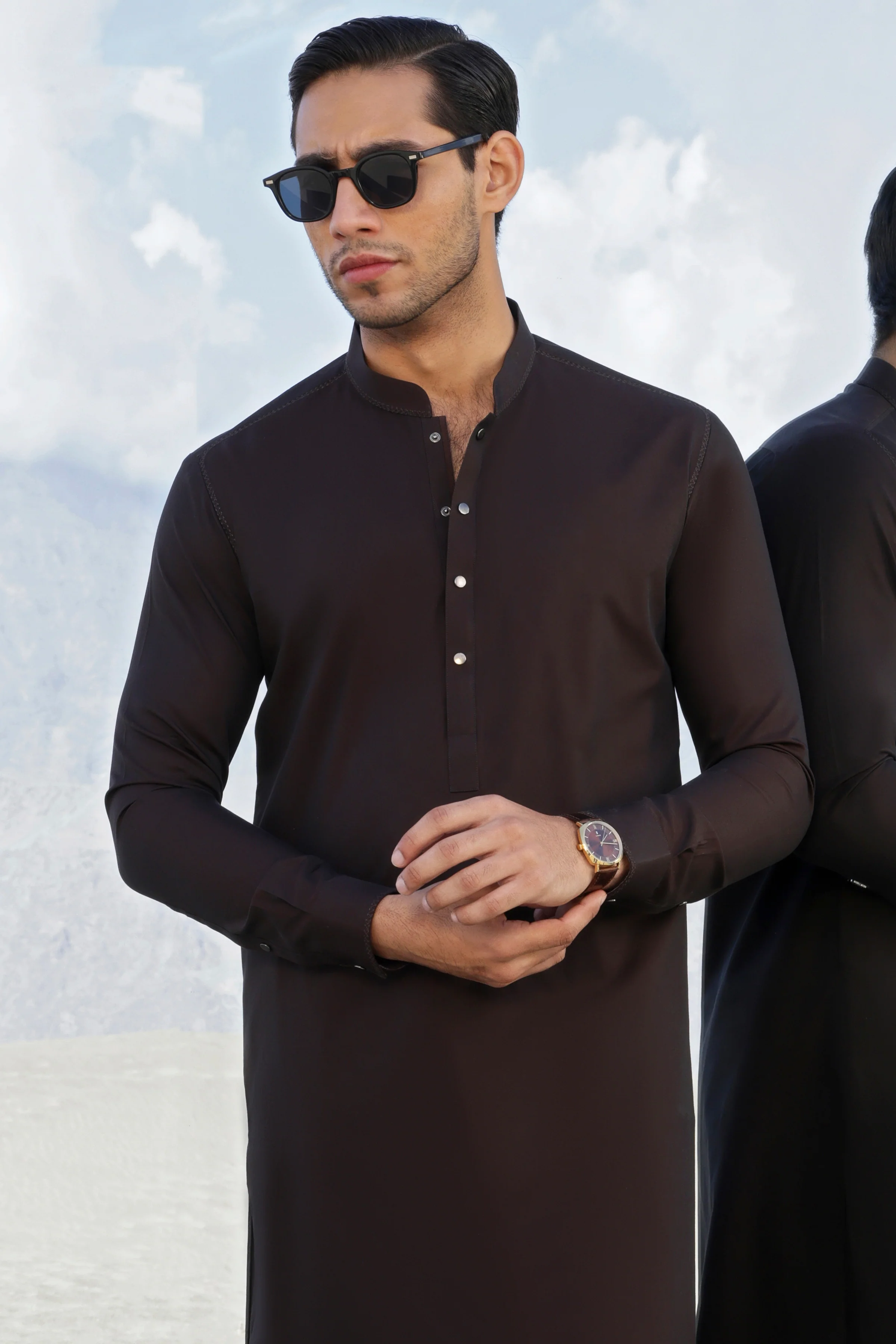 BROWN COTTON KAMEEZ SHALWAR | CCMKS-S-US-39323-1/3 - DUBLIN - Image 4