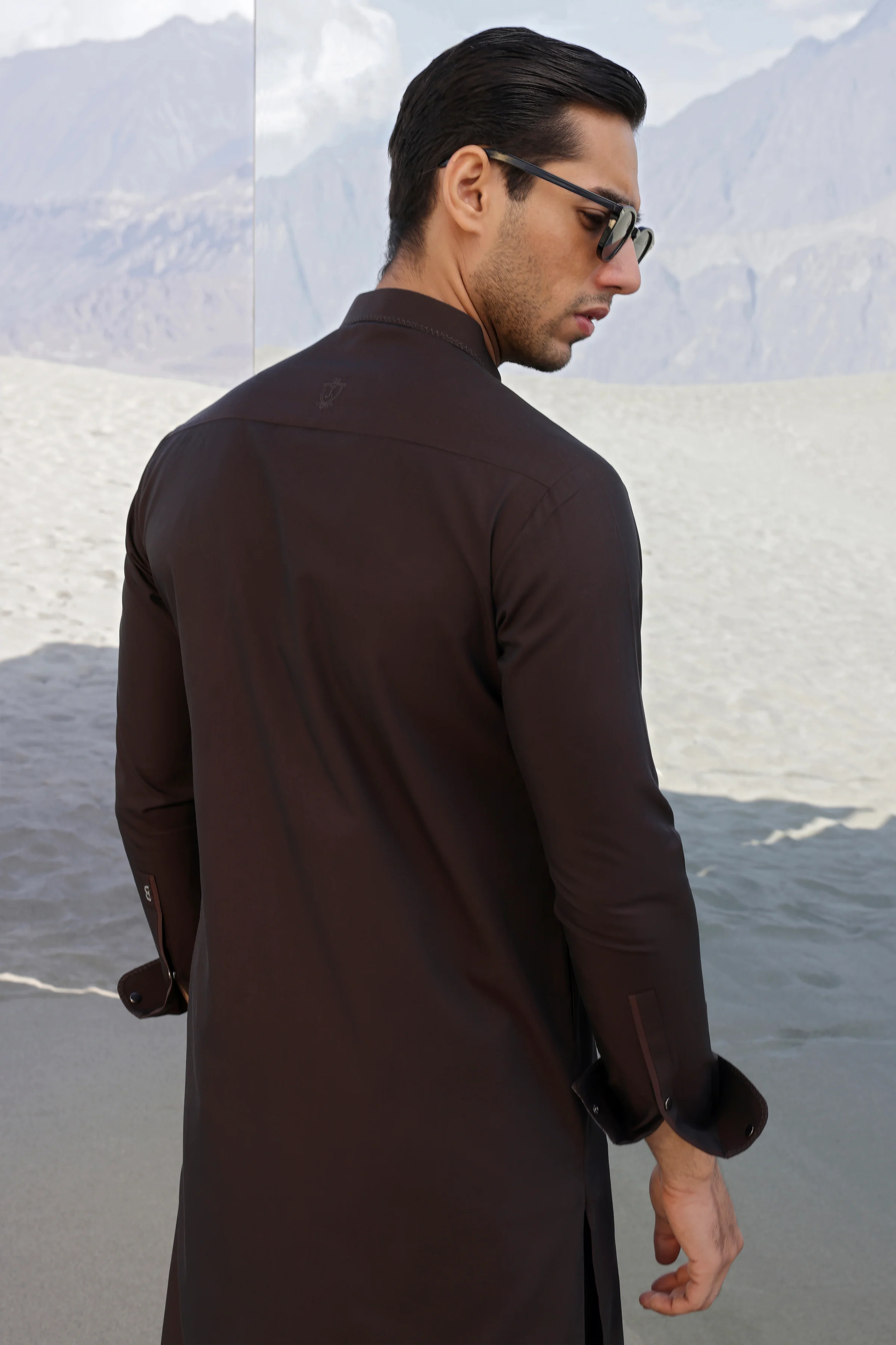 BROWN COTTON KAMEEZ SHALWAR | CCMKS-S-US-39323-1/3 - DUBLIN - Image 5