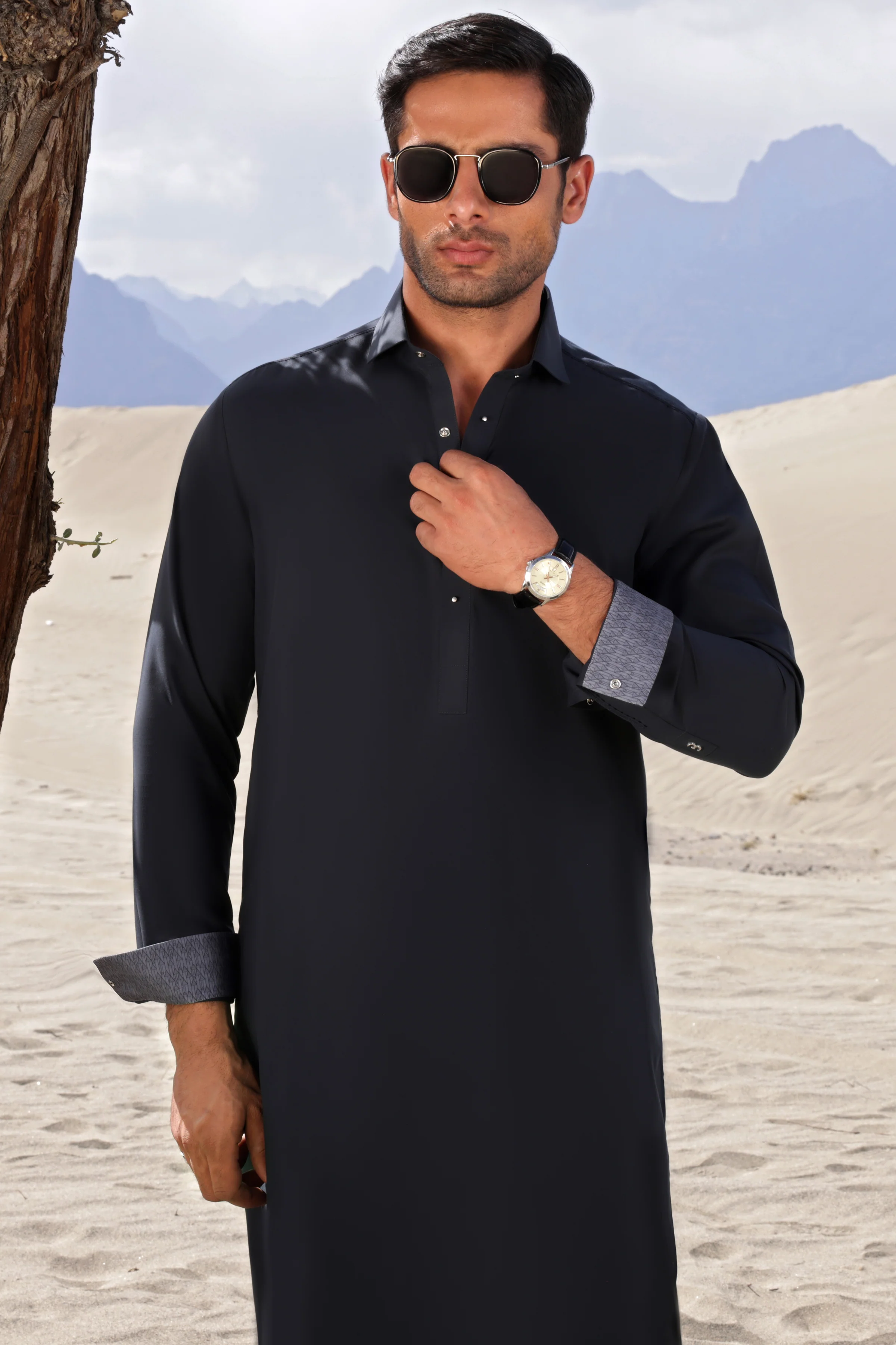 CHARCOAL KAMEEZ SHALWAR | CCMKS-S-US-39351-1/4 - EGYPT - Image 4