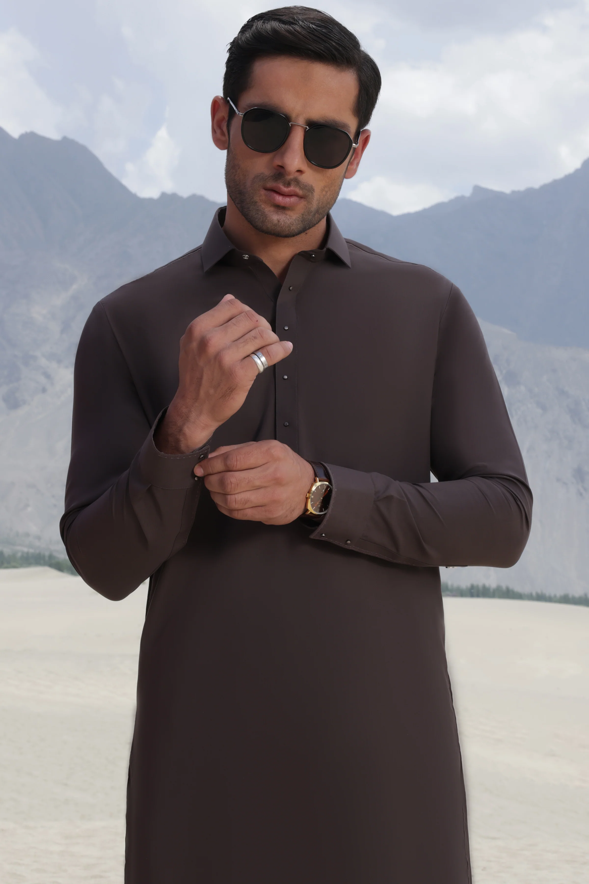 BROWN KAMEEZ SHALWAR | CCMKS-S-US-39351-2/4 - EGYPT - Image 4