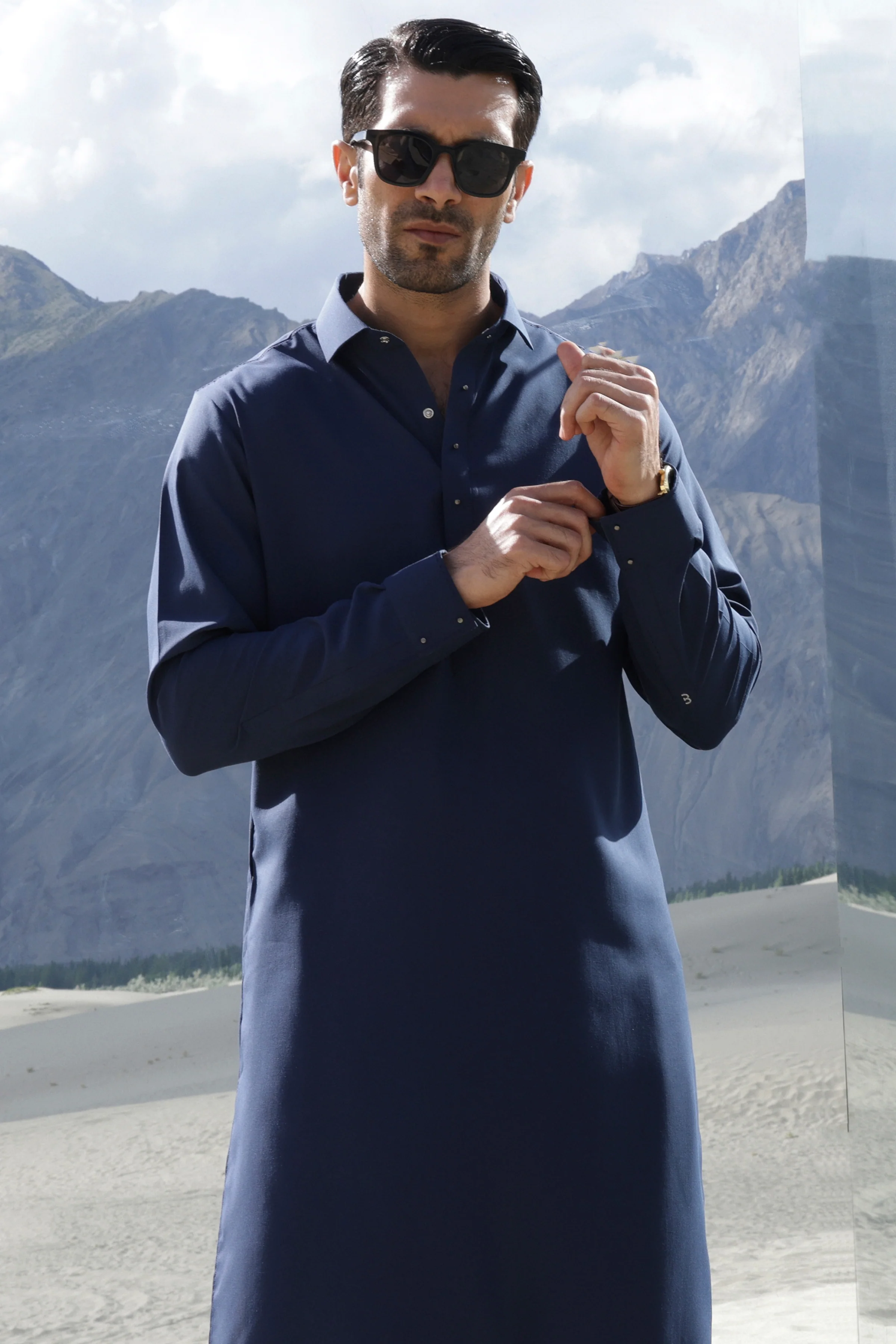 BLUE KAMEEZ SHALWAR | CCMKS-S-US-39351-3/4 - EGYPT - Image 3