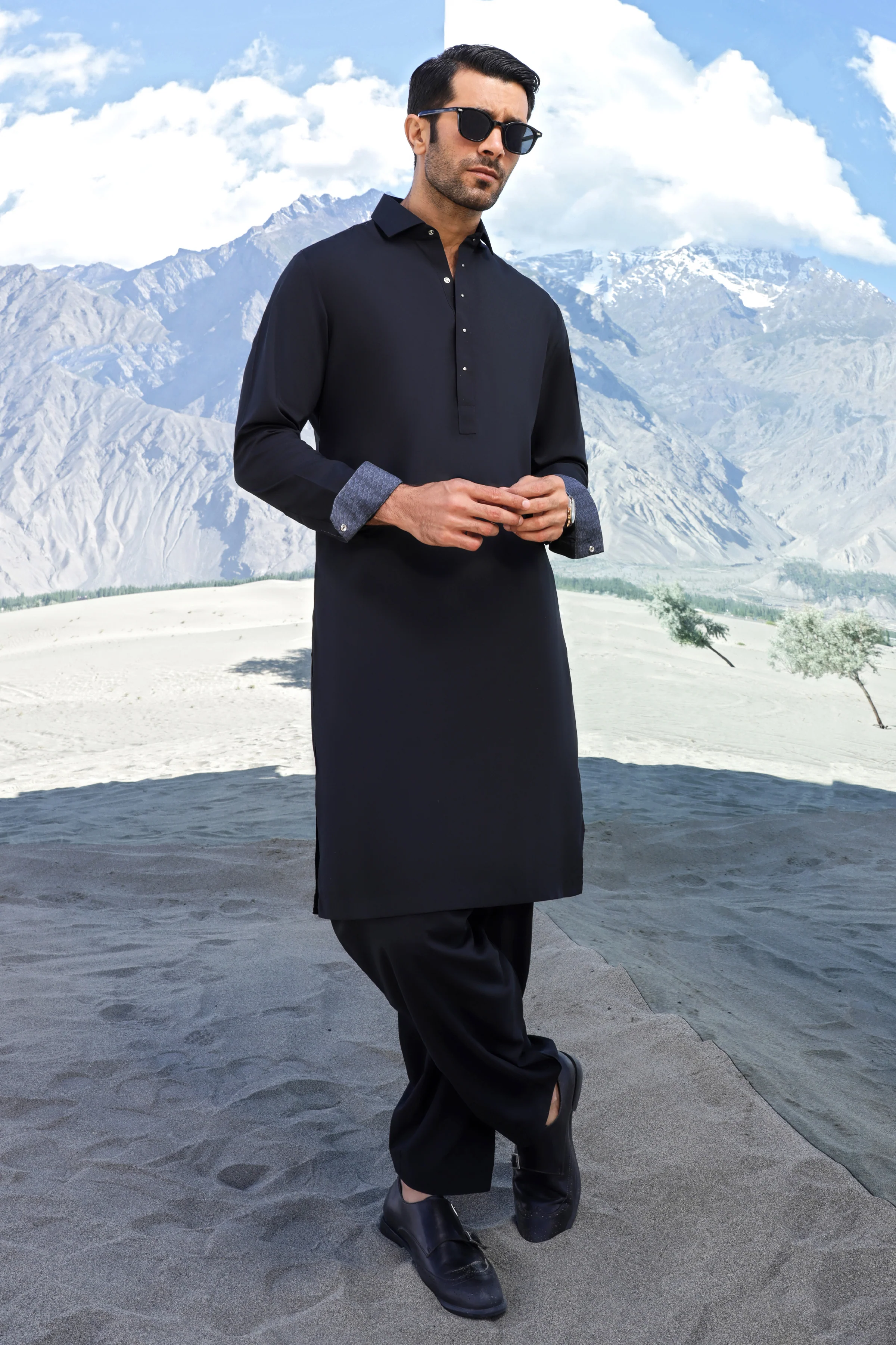 BLACK KAMEEZ SHALWAR | CCMKS-S-US-39351-4/4 - EGYPT - Image 5