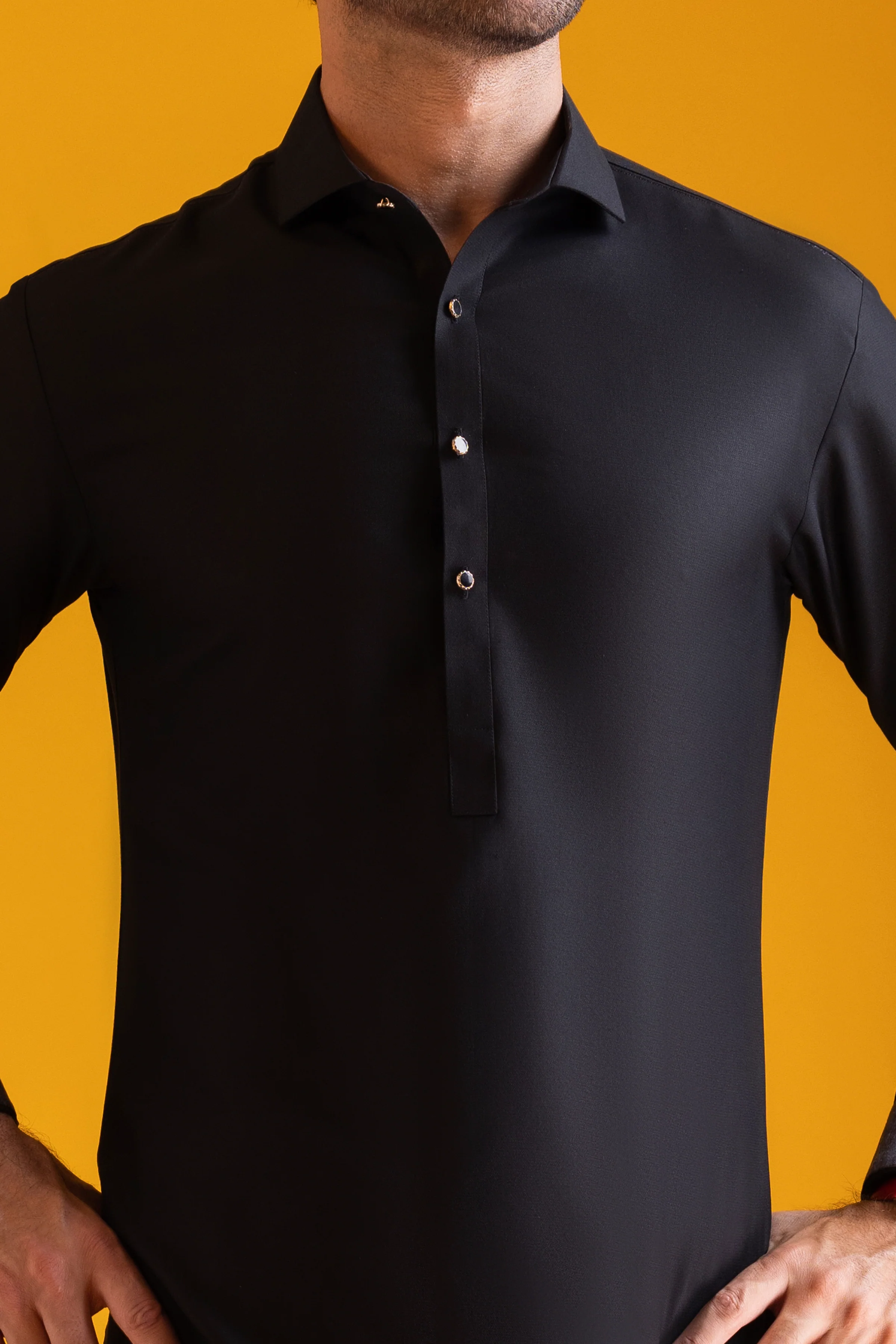 BLACK BLENDED KAMEEZ SHALWAR | CCMKS-S-US-39373-1/4 - ARIZONA - Image 2
