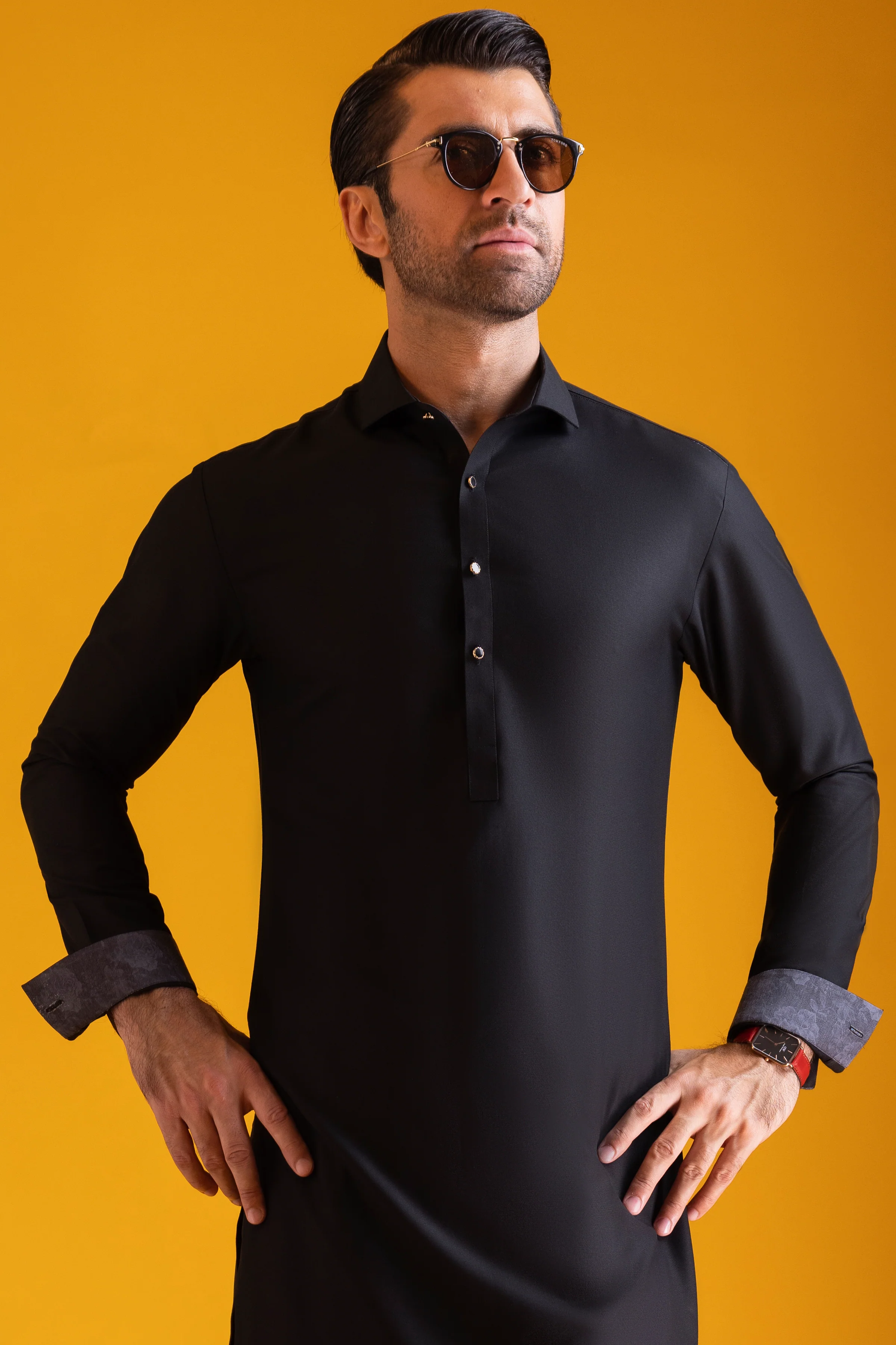 BLACK BLENDED KAMEEZ SHALWAR | CCMKS-S-US-39373-1/4 - ARIZONA - Image 4