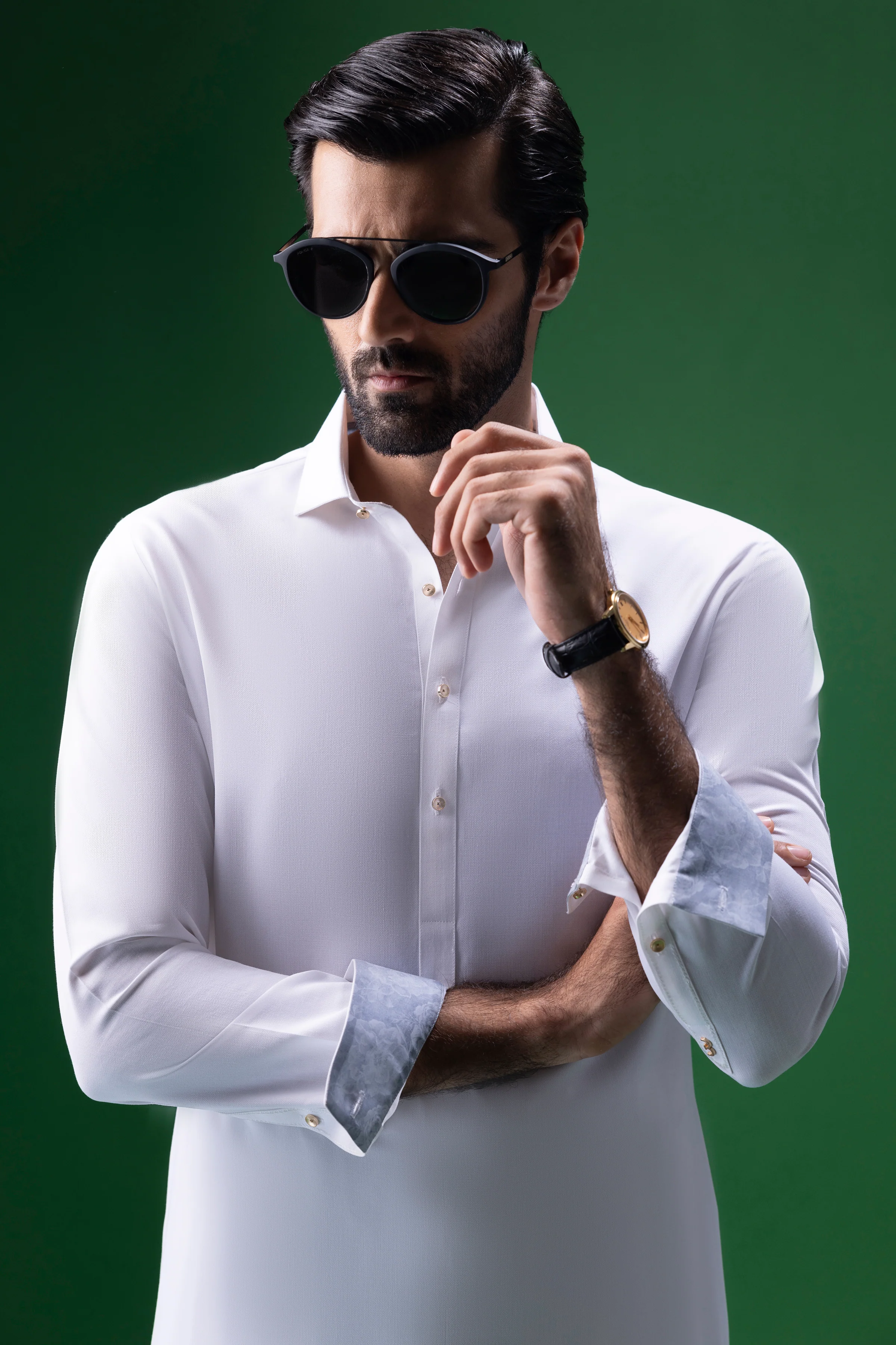 WHITE BLENDED KAMEEZ SHALWAR | CCMKS-S-US-39373-2/4 - ARIZONA - Image 3