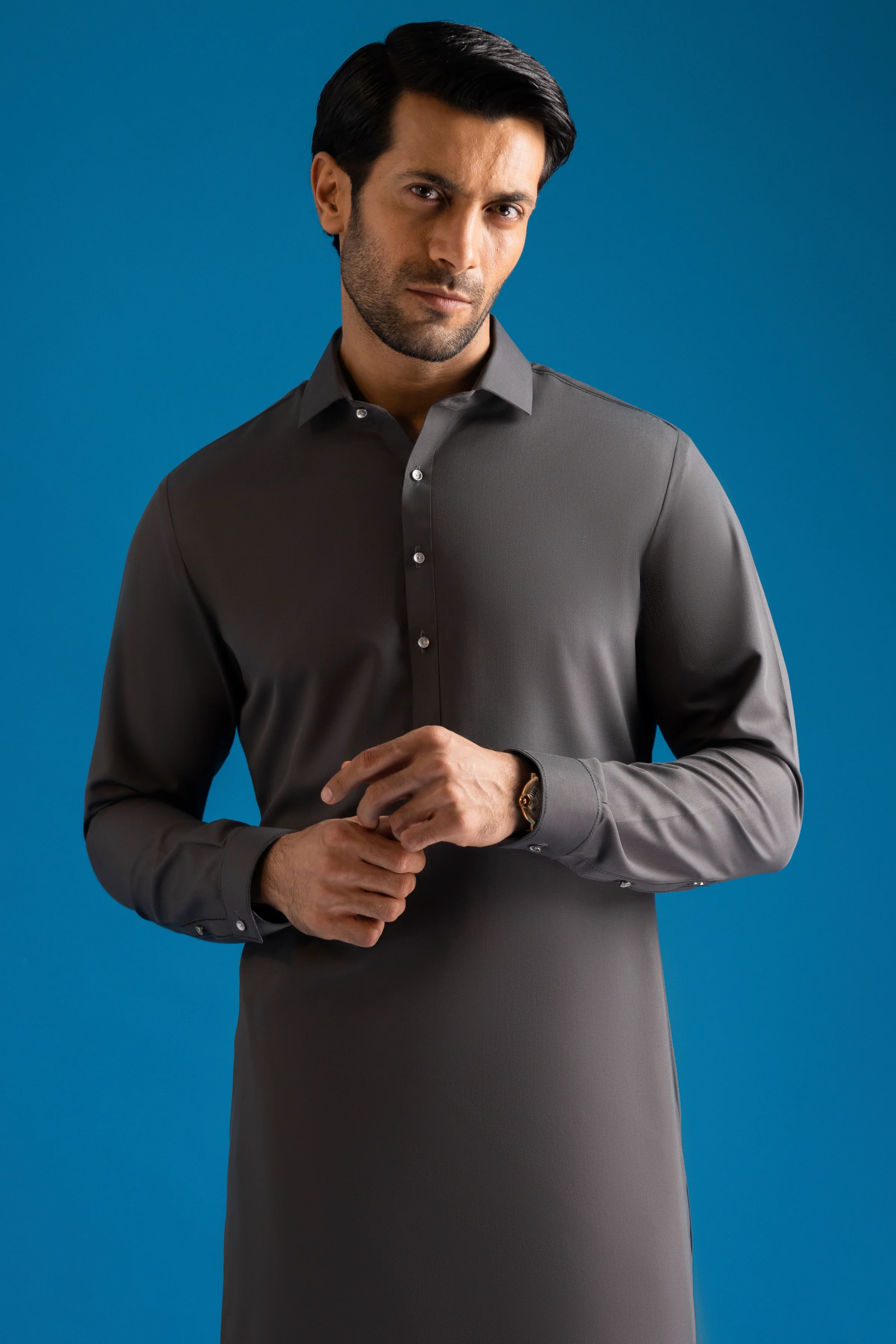 GREY BLENDED KAMEEZ SHALWAR | CCMKS-S-US-39373-3/4 - ARIZONA - Image 2