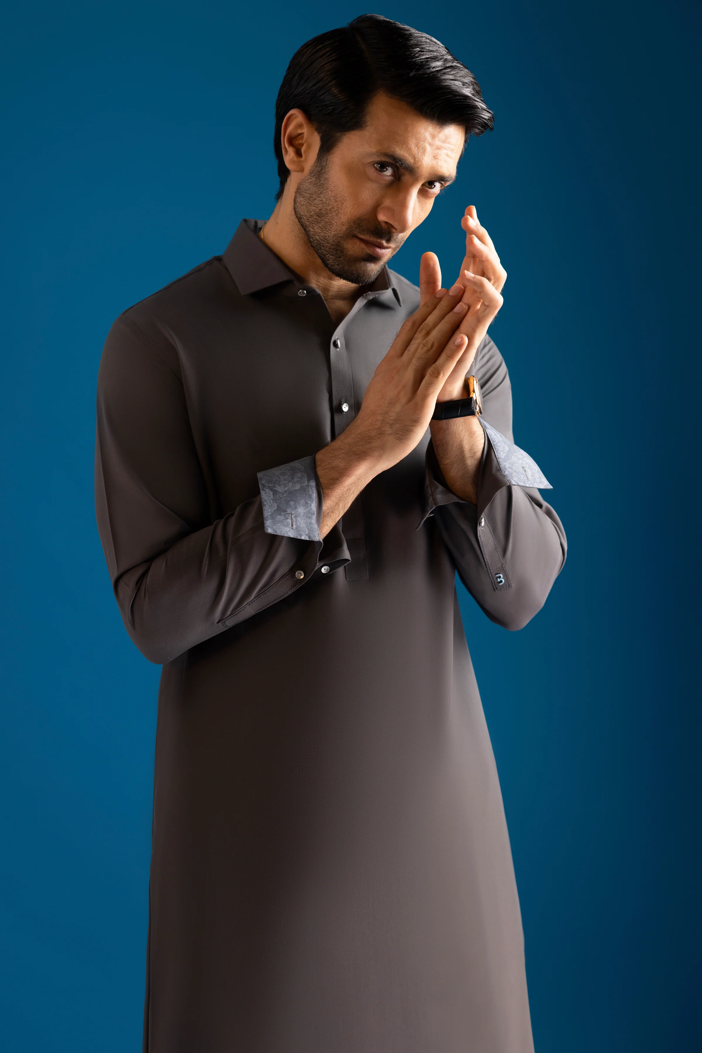 GREY BLENDED KAMEEZ SHALWAR | CCMKS-S-US-39373-3/4 - ARIZONA - Image 3