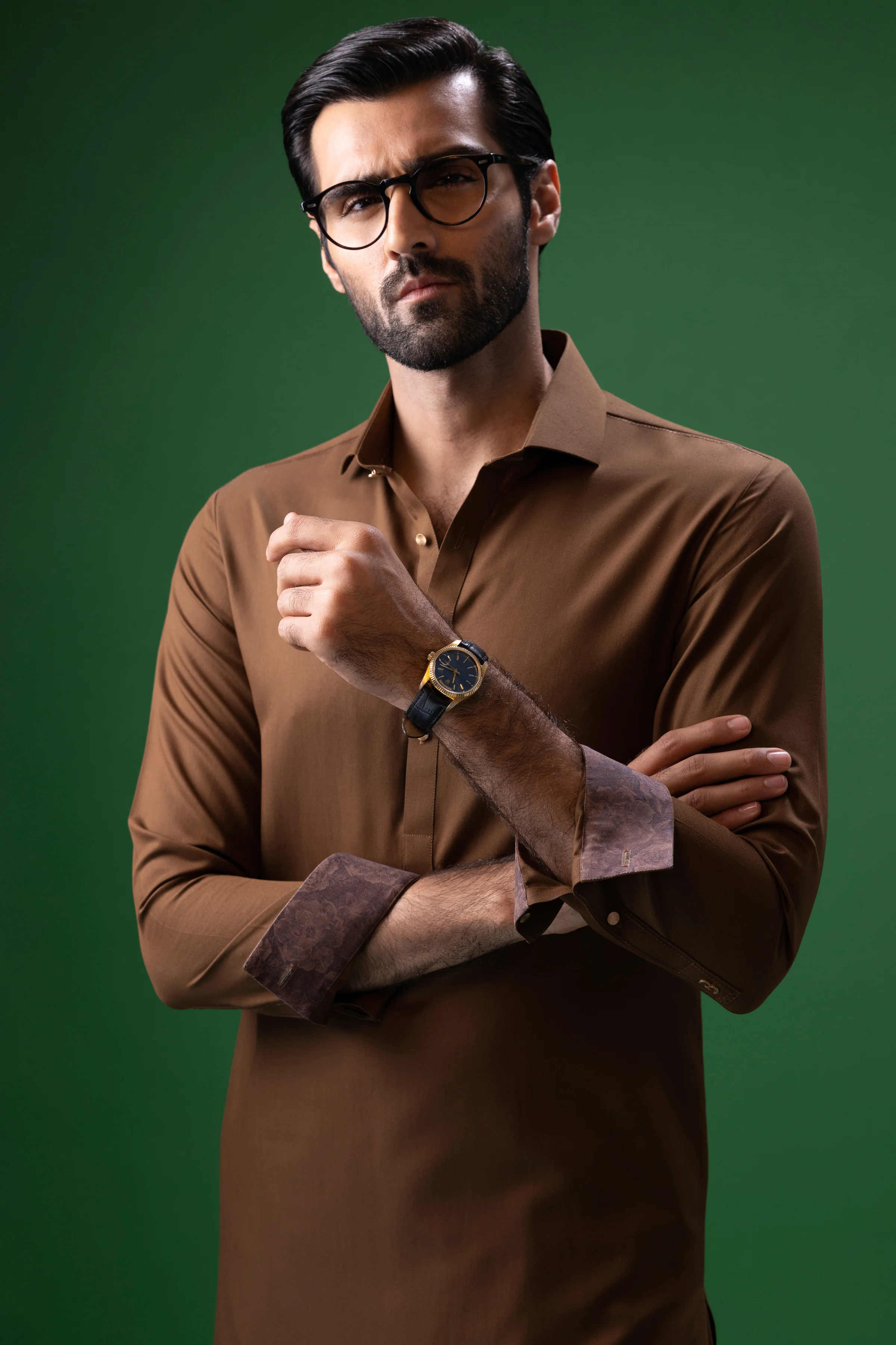 BROWN BLENDED KAMEEZ SHALWAR | CCMKS-S-US-39373-4/4 - ARIZONA - Image 2