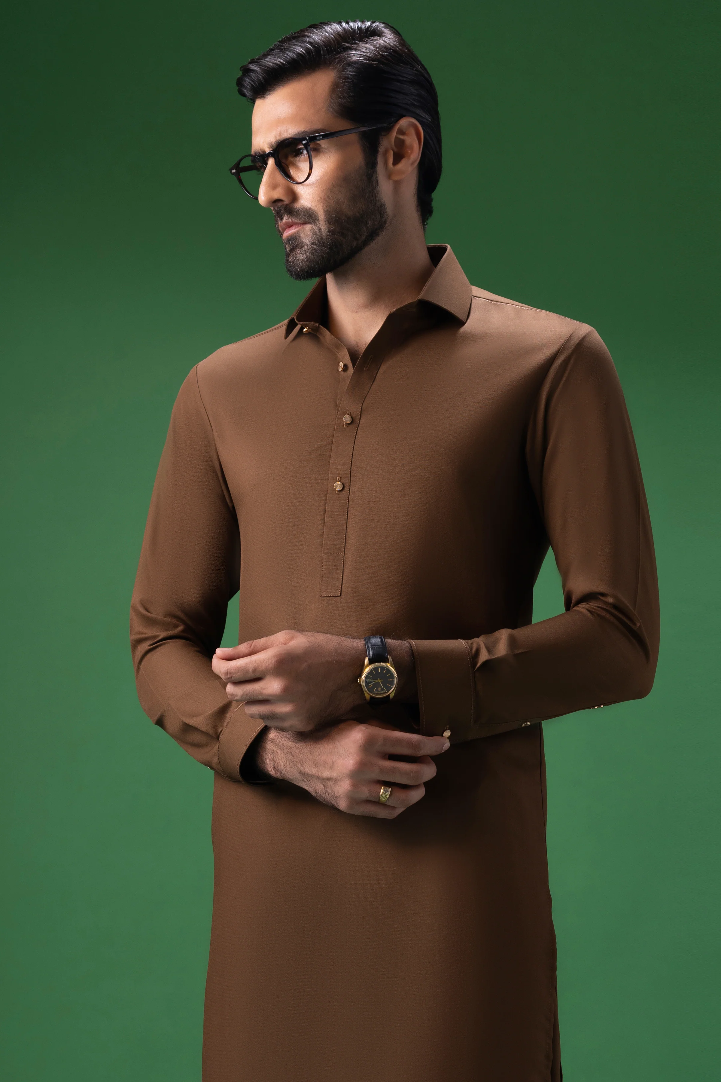 BROWN BLENDED KAMEEZ SHALWAR | CCMKS-S-US-39373-4/4 - ARIZONA - Image 5