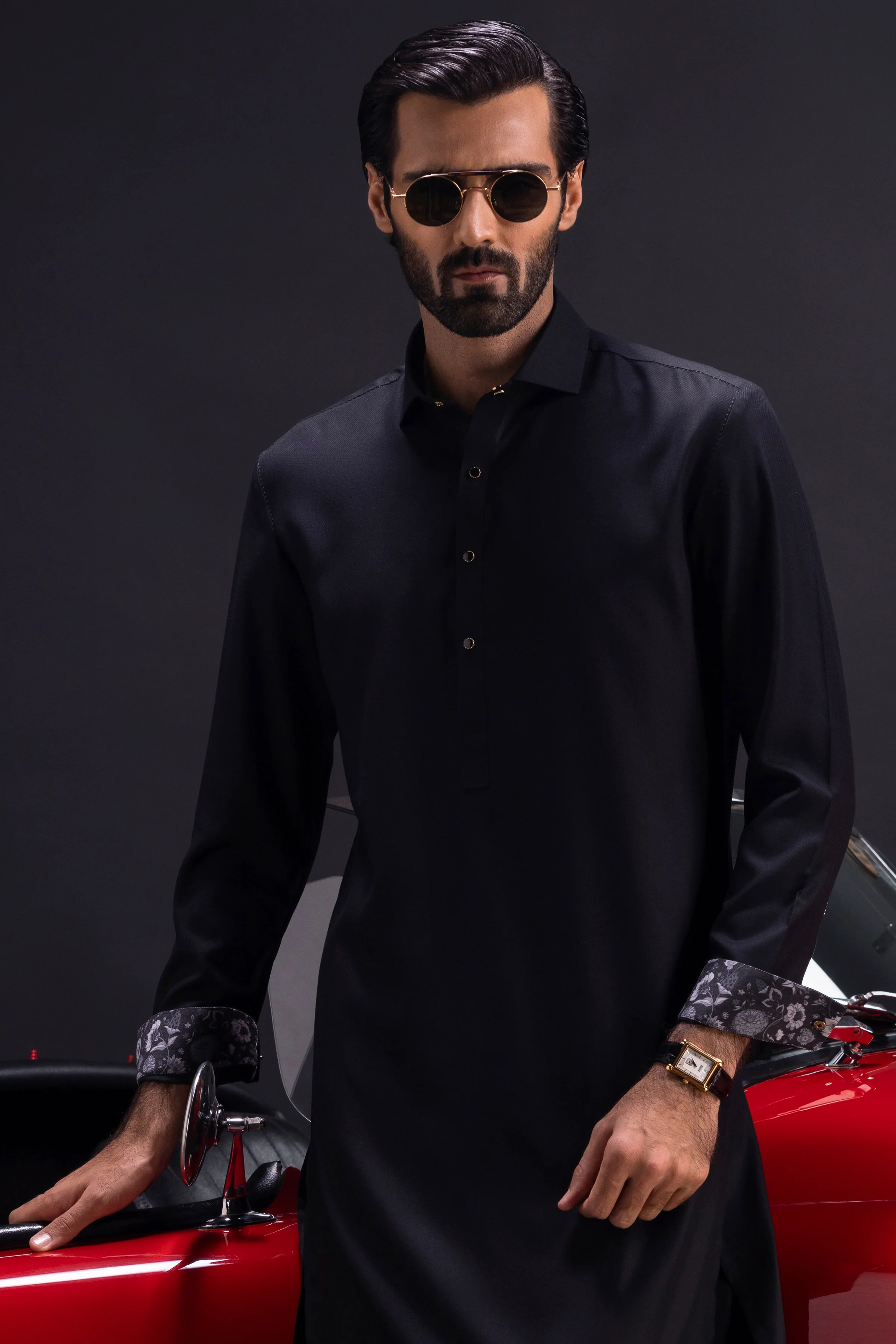 BLACK BLENDED KAMEEZ SHALWAR | CCMKS-S-US-39382-1/3 - BELARUS - Image 2