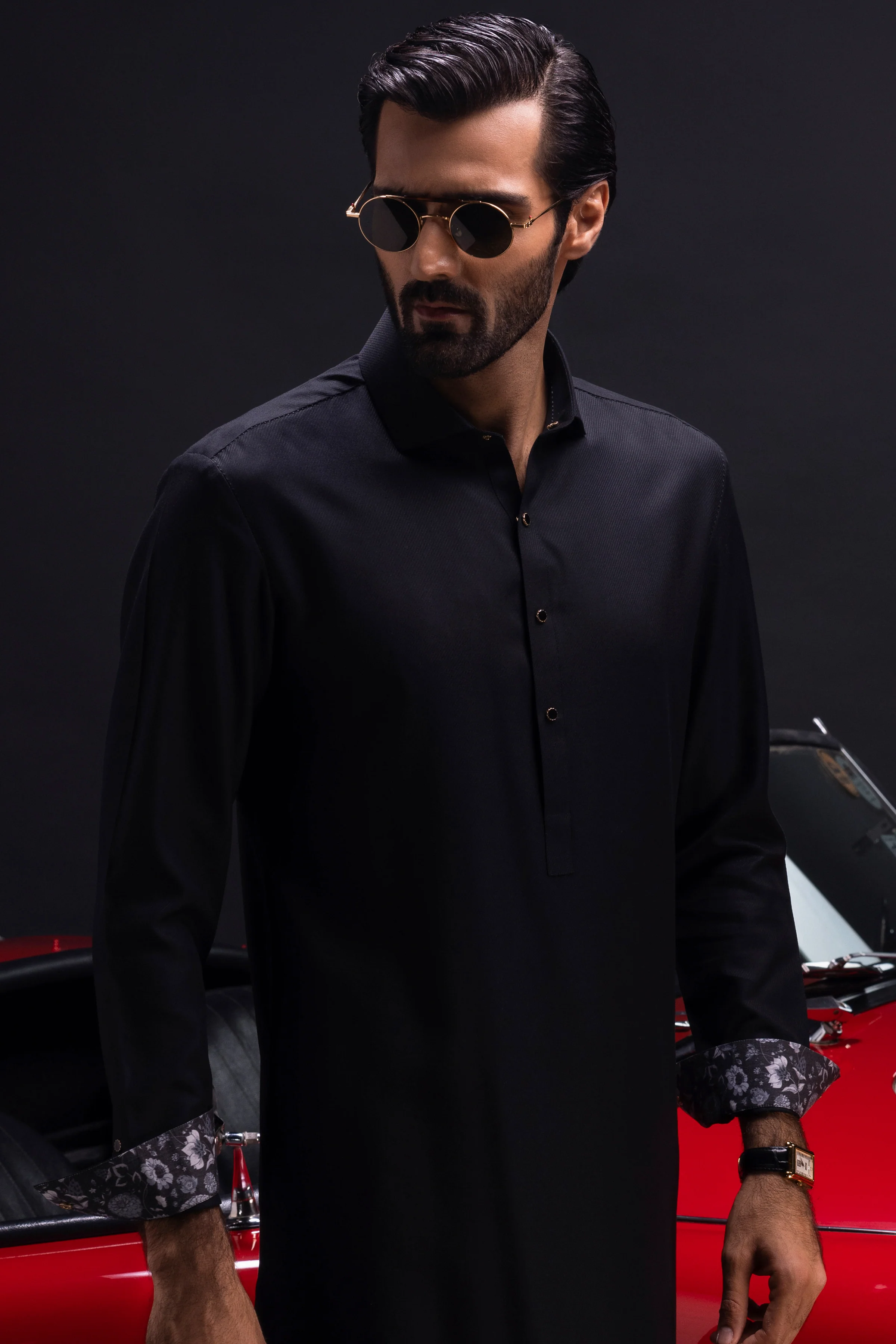 BLACK BLENDED KAMEEZ SHALWAR | CCMKS-S-US-39382-1/3 - BELARUS - Image 3