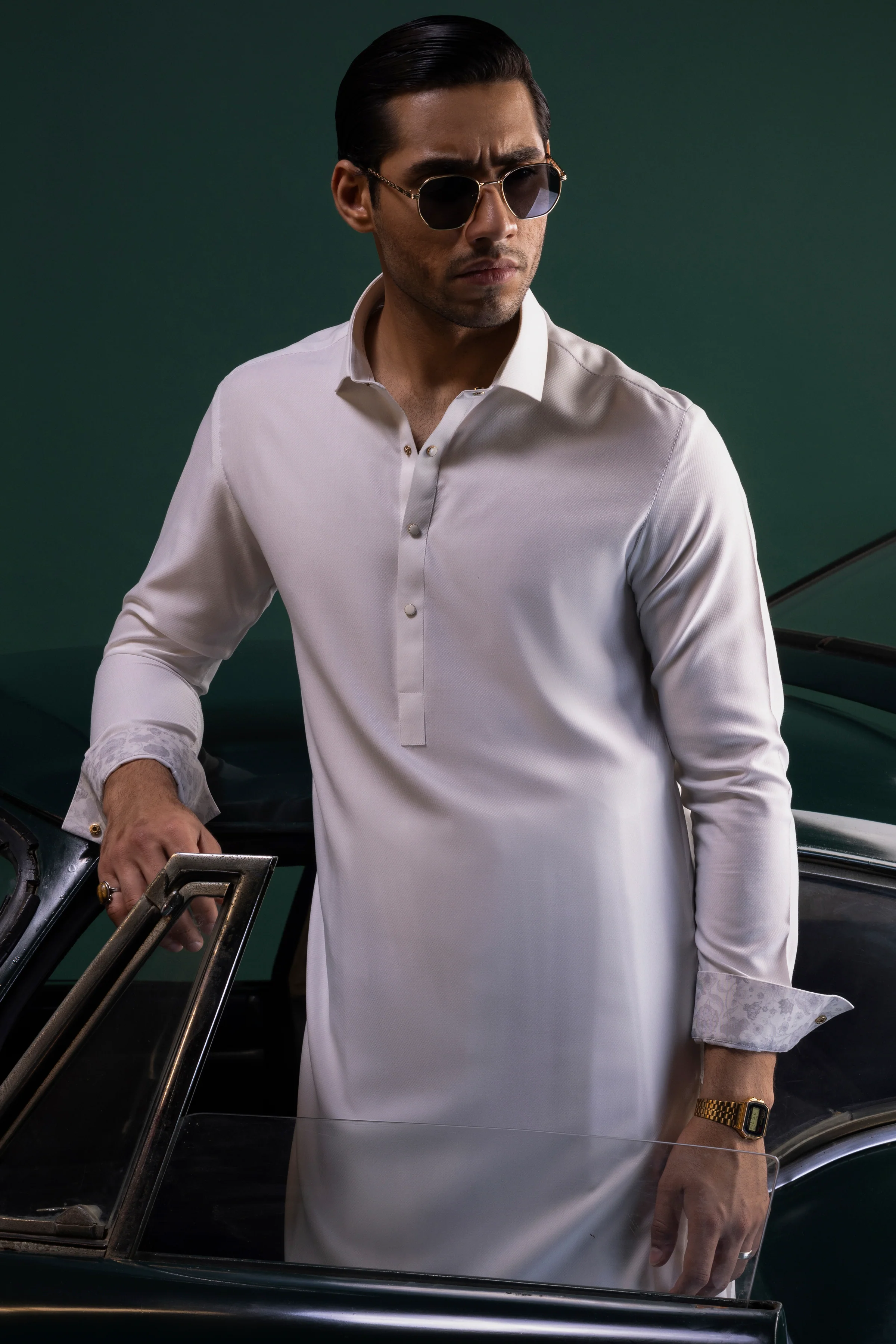 WHITE BLENDED KAMEEZ SHALWAR | CCMKS-S-US-39382-2/3 - BELARUS - Image 2