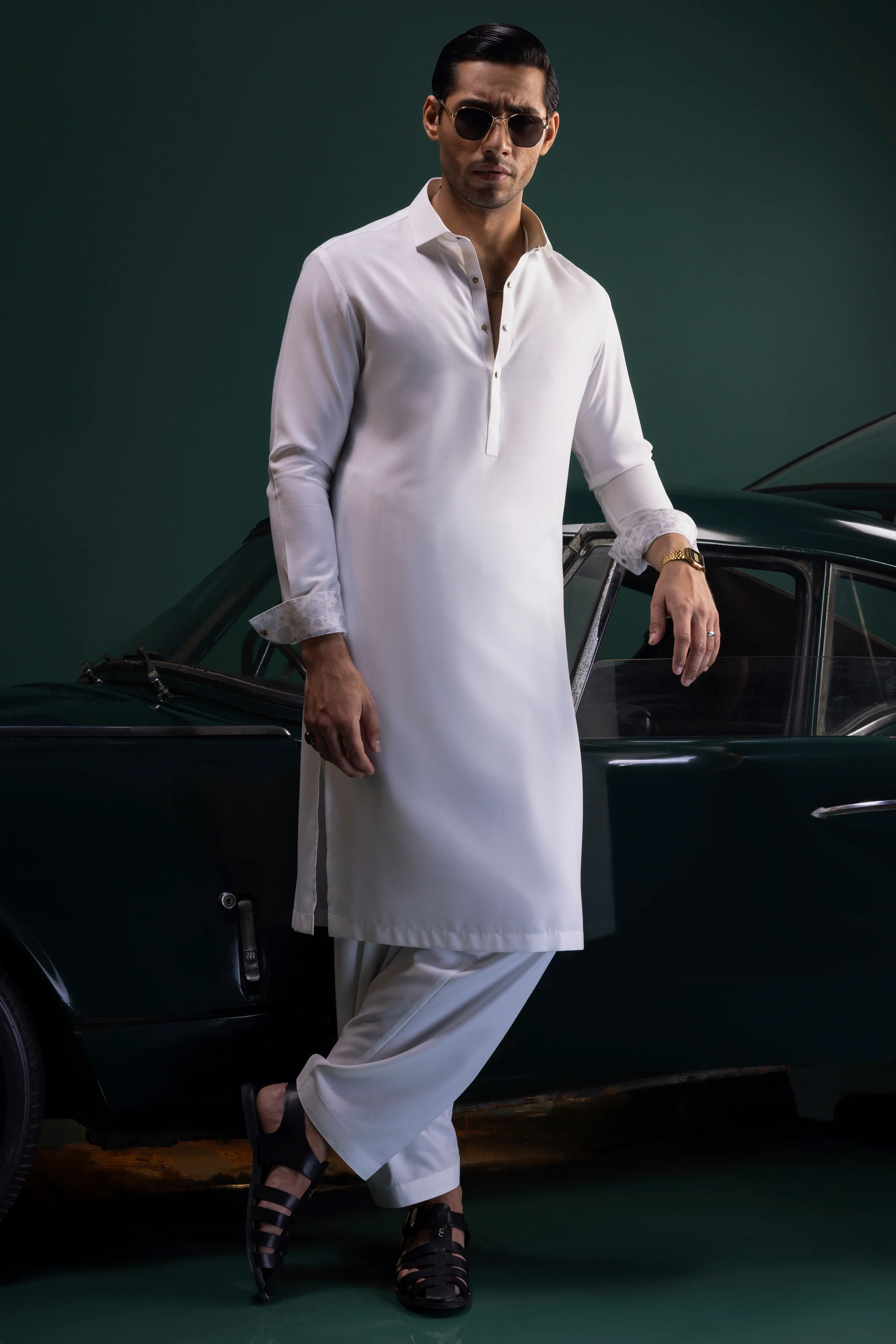 WHITE BLENDED KAMEEZ SHALWAR | CCMKS-S-US-39382-2/3 - BELARUS - Image 4