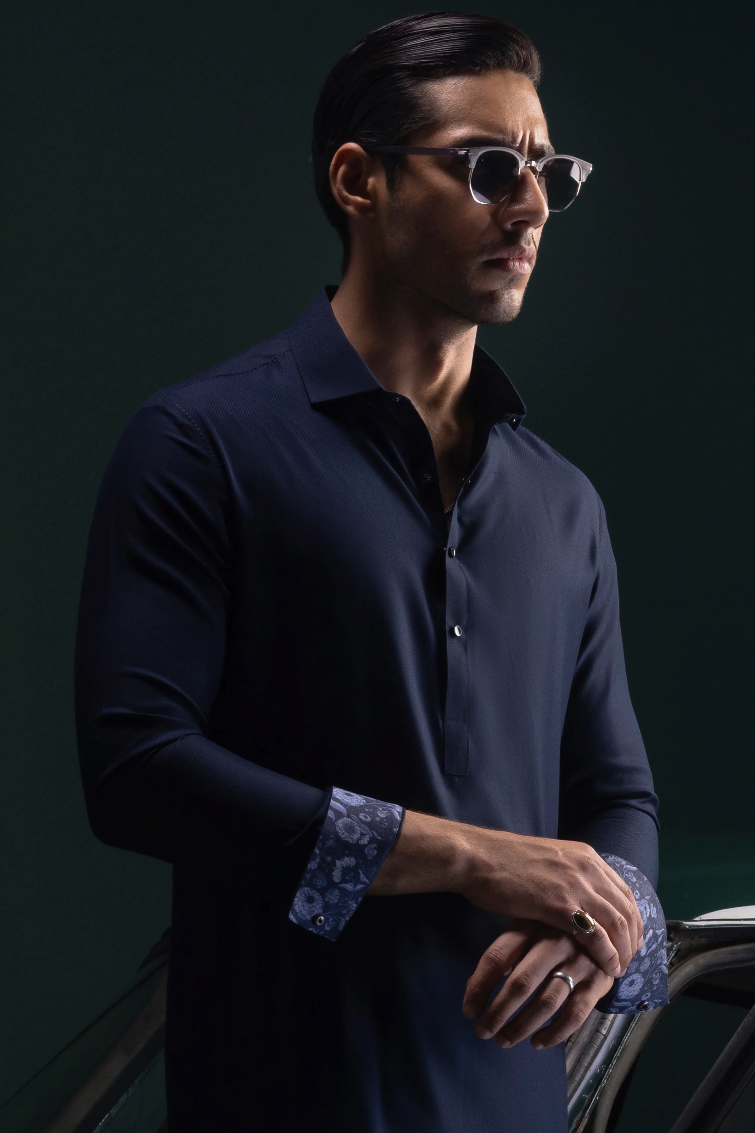 NAVY BLENDED KAMEEZ SHALWAR | CCMKS-S-US-39382-3/3 - BELARUS - Image 2