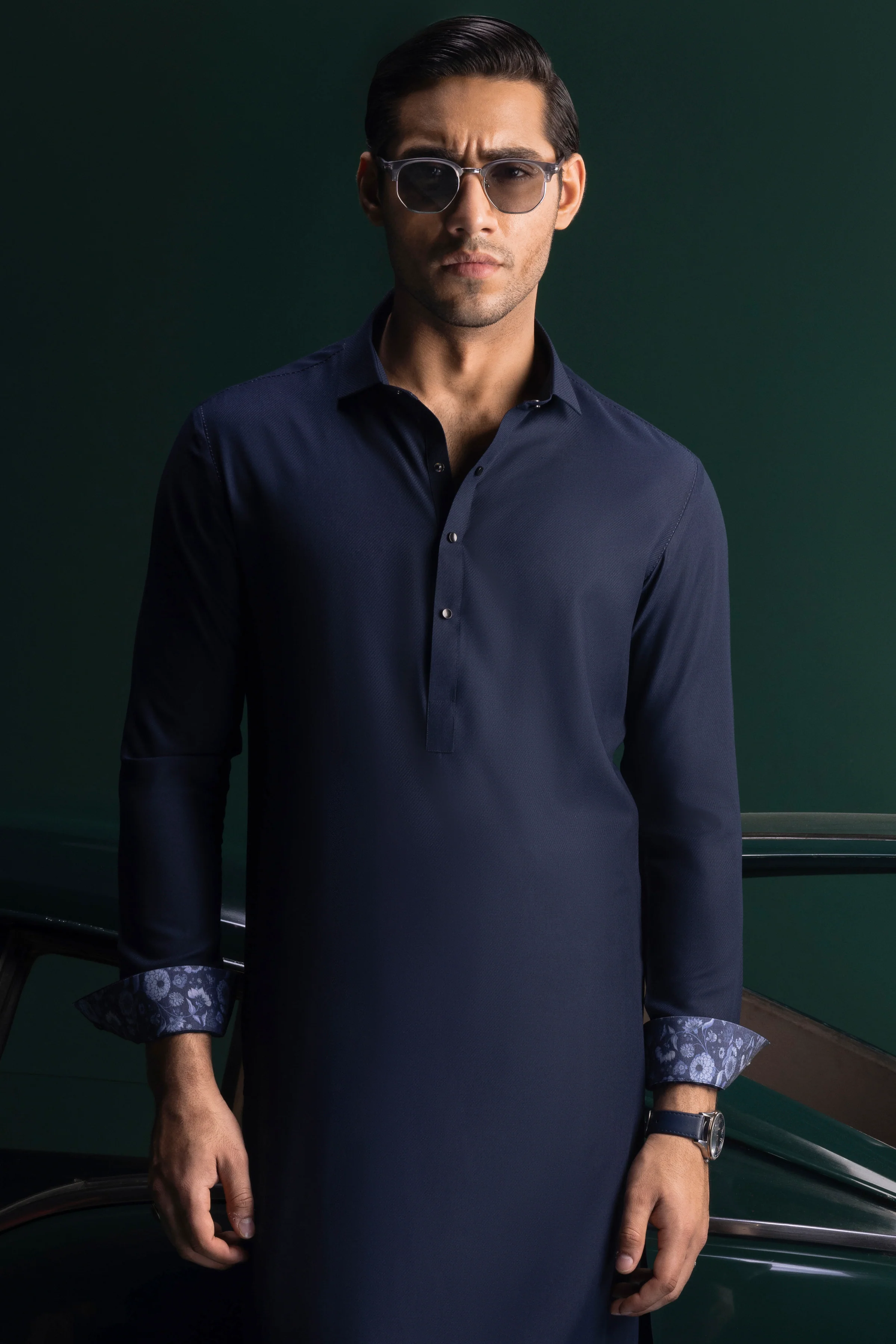 NAVY BLENDED KAMEEZ SHALWAR | CCMKS-S-US-39382-3/3 - BELARUS - Image 4
