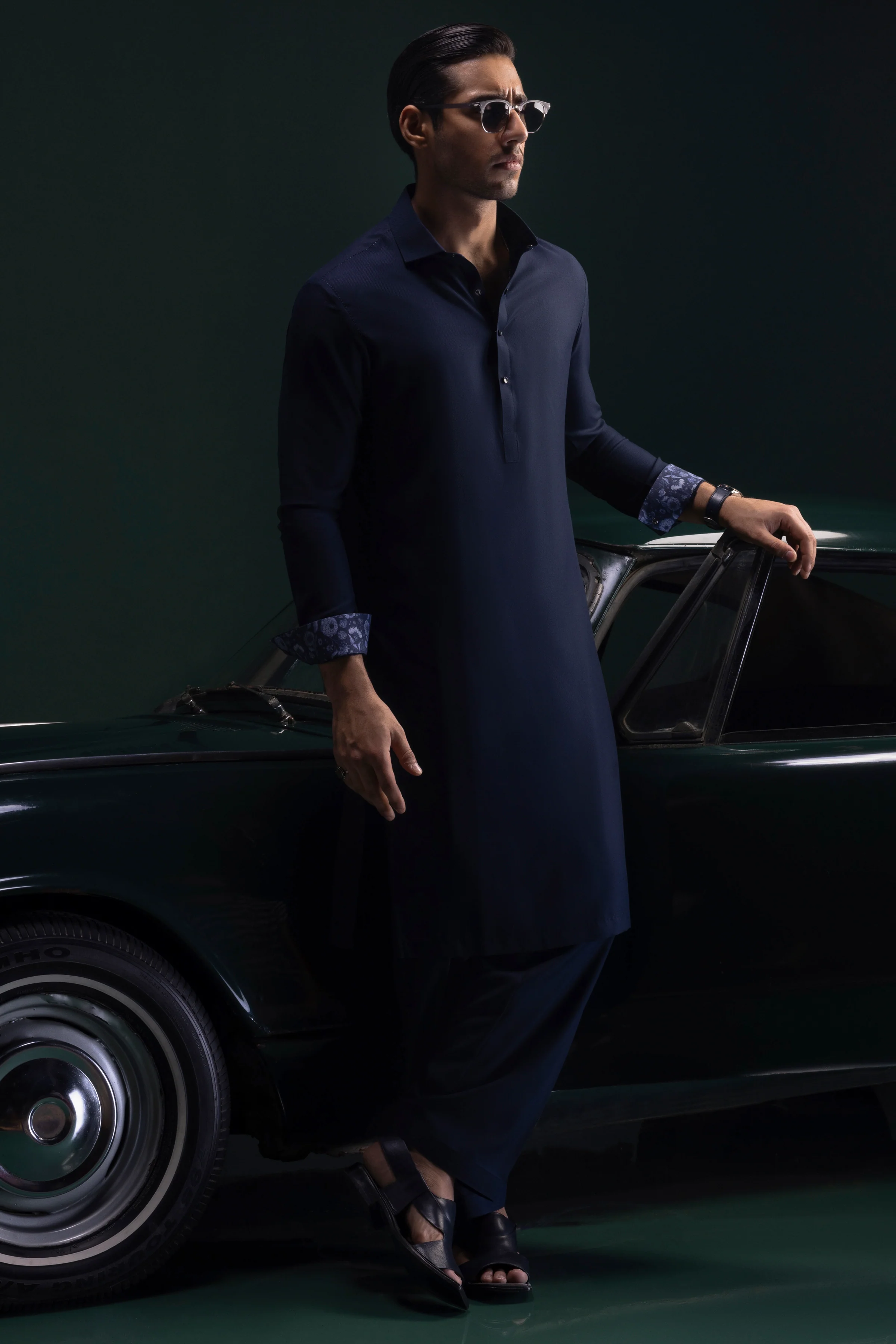 NAVY BLENDED KAMEEZ SHALWAR | CCMKS-S-US-39382-3/3 - BELARUS - Image 5