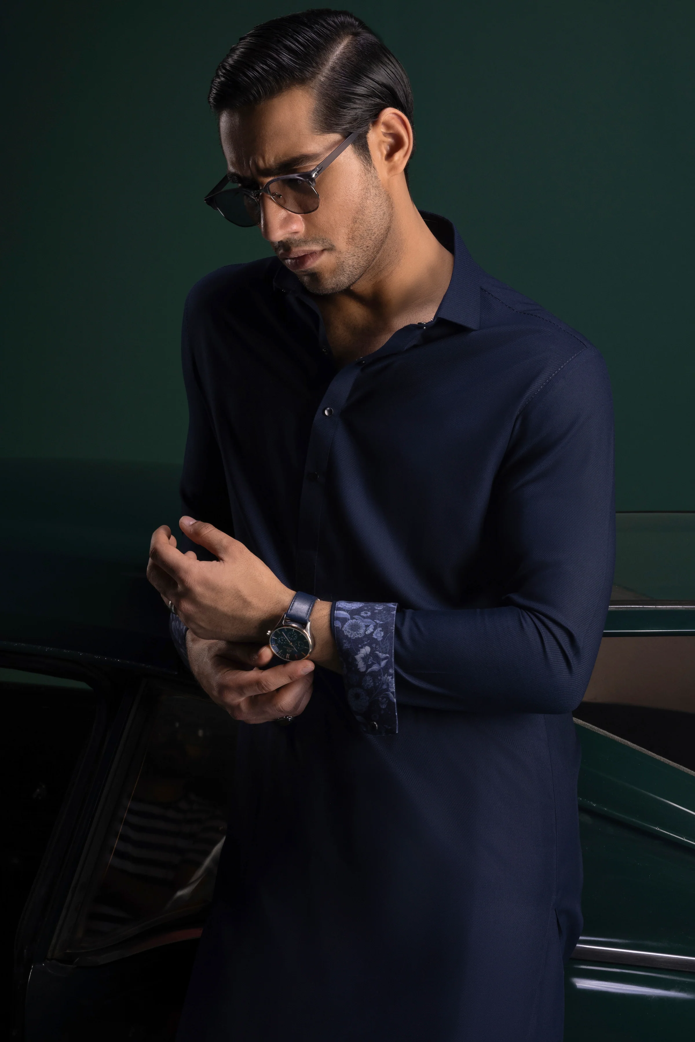 NAVY BLENDED KAMEEZ SHALWAR | CCMKS-S-US-39382-3/3 - BELARUS - Image 6