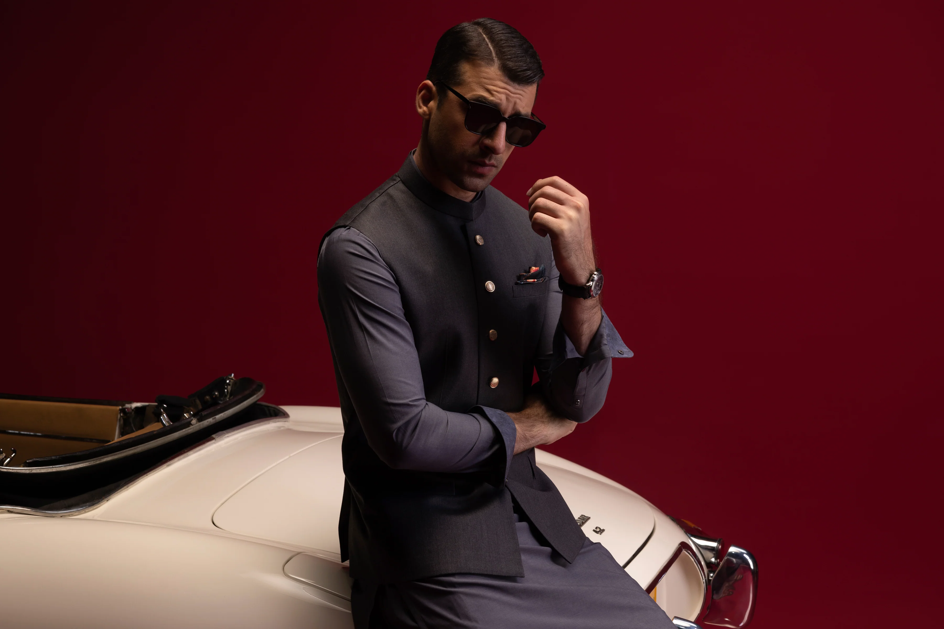 STONE GREY COTTON KAMEEZ SHALWAR | CCMKS-S-US-39384-1/3 - ARMENIA - Image 4