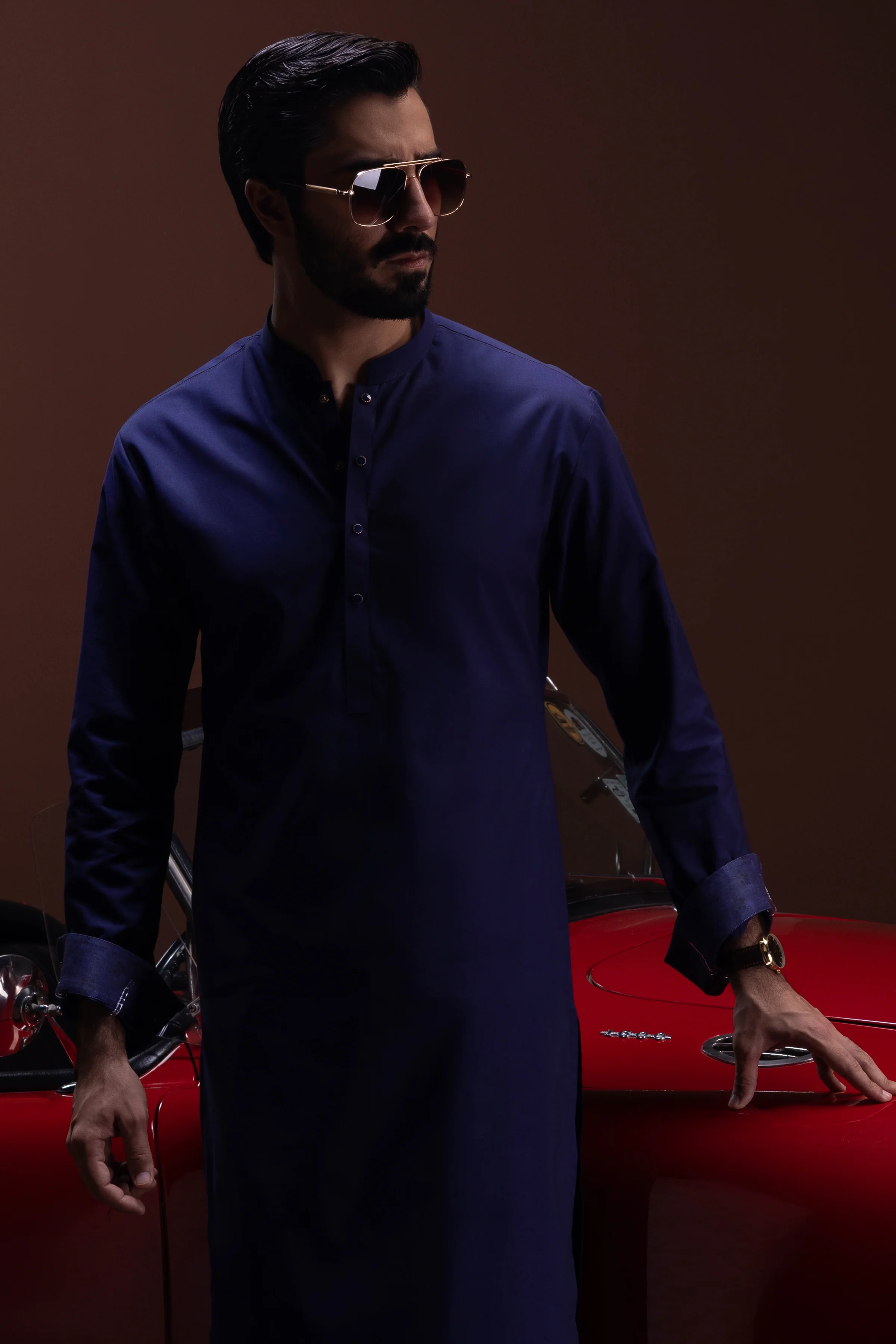 INDIGO COTTON KAMEEZ SHALWAR | CCMKS-S-US-39384-2/3 - ARMENIA - Image 4