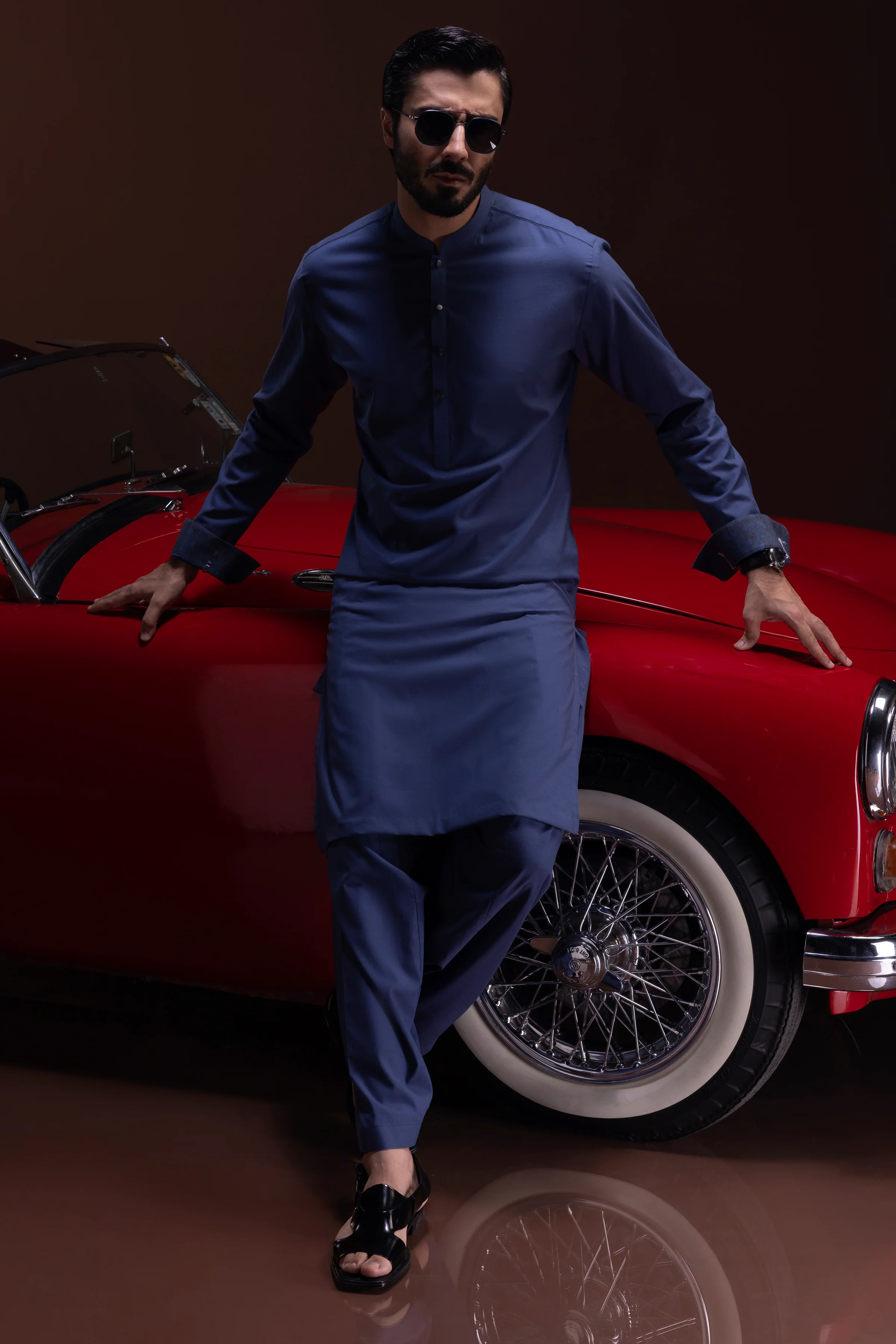 DENIM BLUE COTTON KAMEEZ SHALWAR | CCMKS-S-US-39384-3/3 - ARMENIA - Image 3
