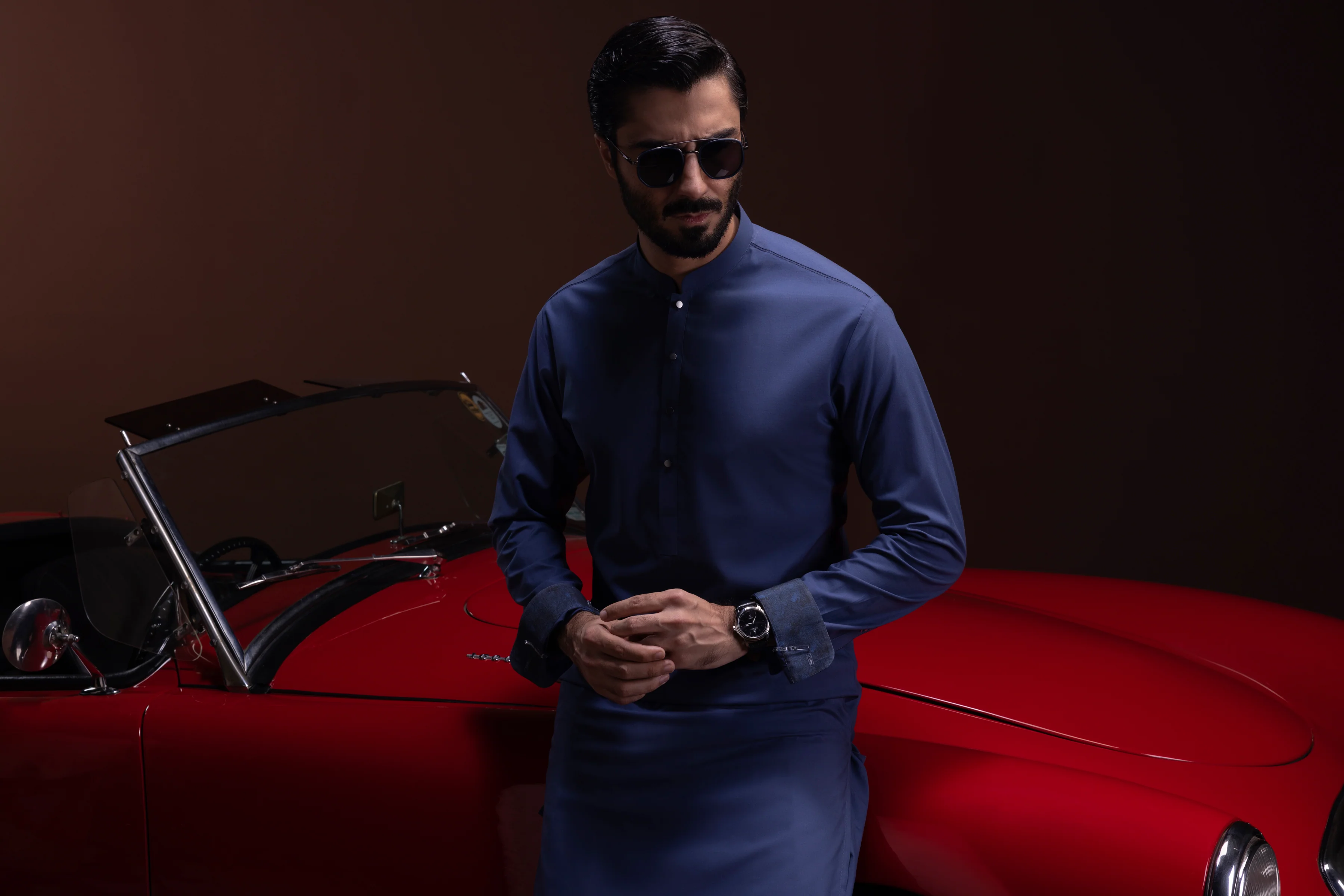 DENIM BLUE COTTON KAMEEZ SHALWAR | CCMKS-S-US-39384-3/3 - ARMENIA - Image 5