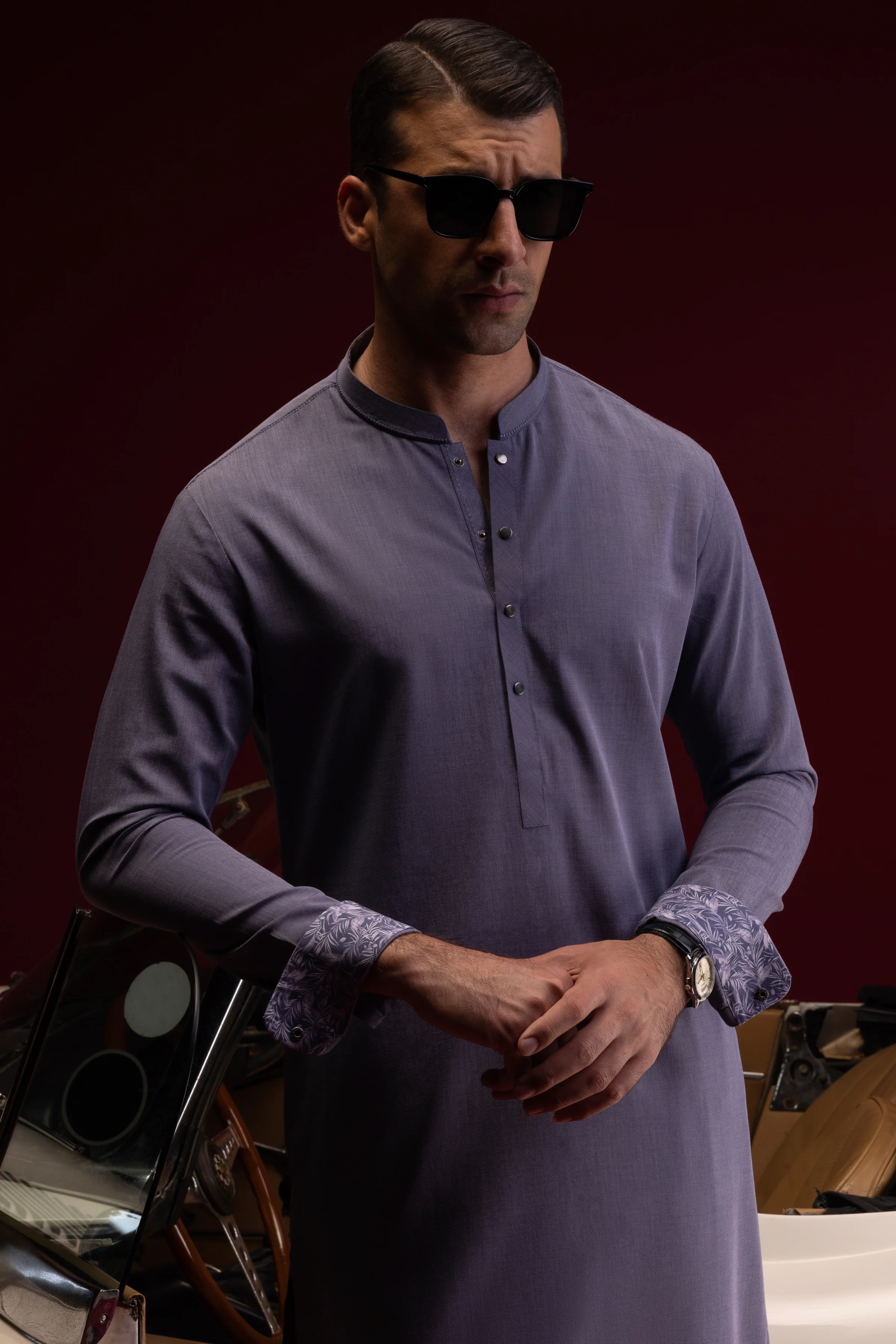 ROYAL VOILET COTTON KAMEEZ SHALWAR | CCMKS-S-US-39386-1/3 - KENYA - Image 4