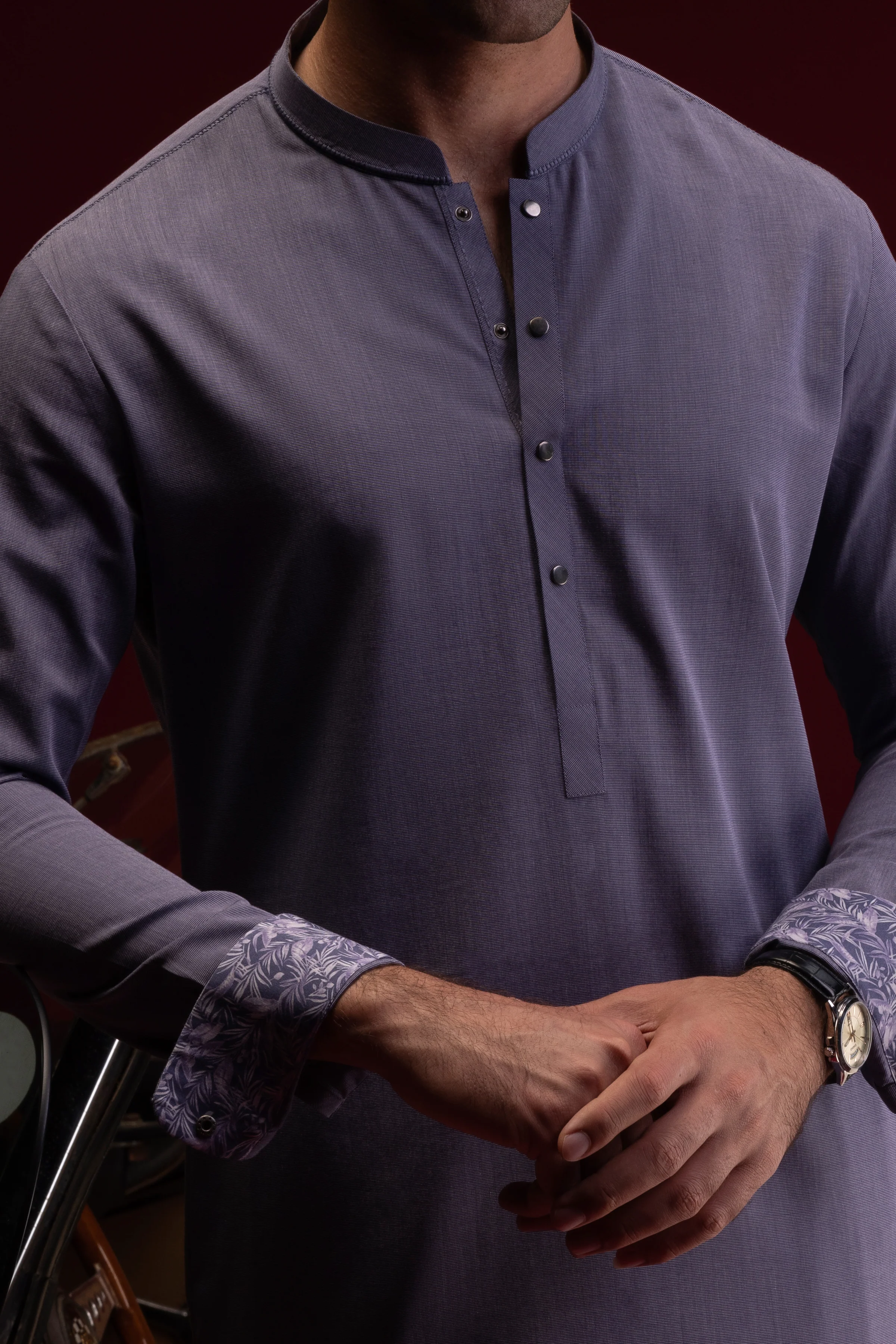 PLUM VOILET COTTON KAMEEZ SHALWAR | CCMKS-S-US-39386-2/3 - KENYA - Image 4