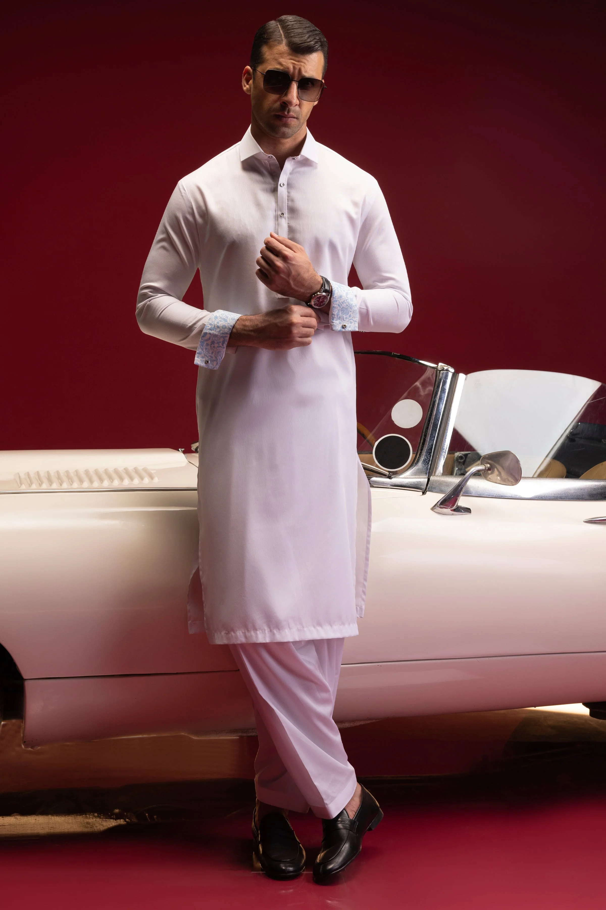 WHITE COTTON KAMEEZ SHALWAR | CCMKS-S-US-39388-2/4-VICTORIA - Image 3