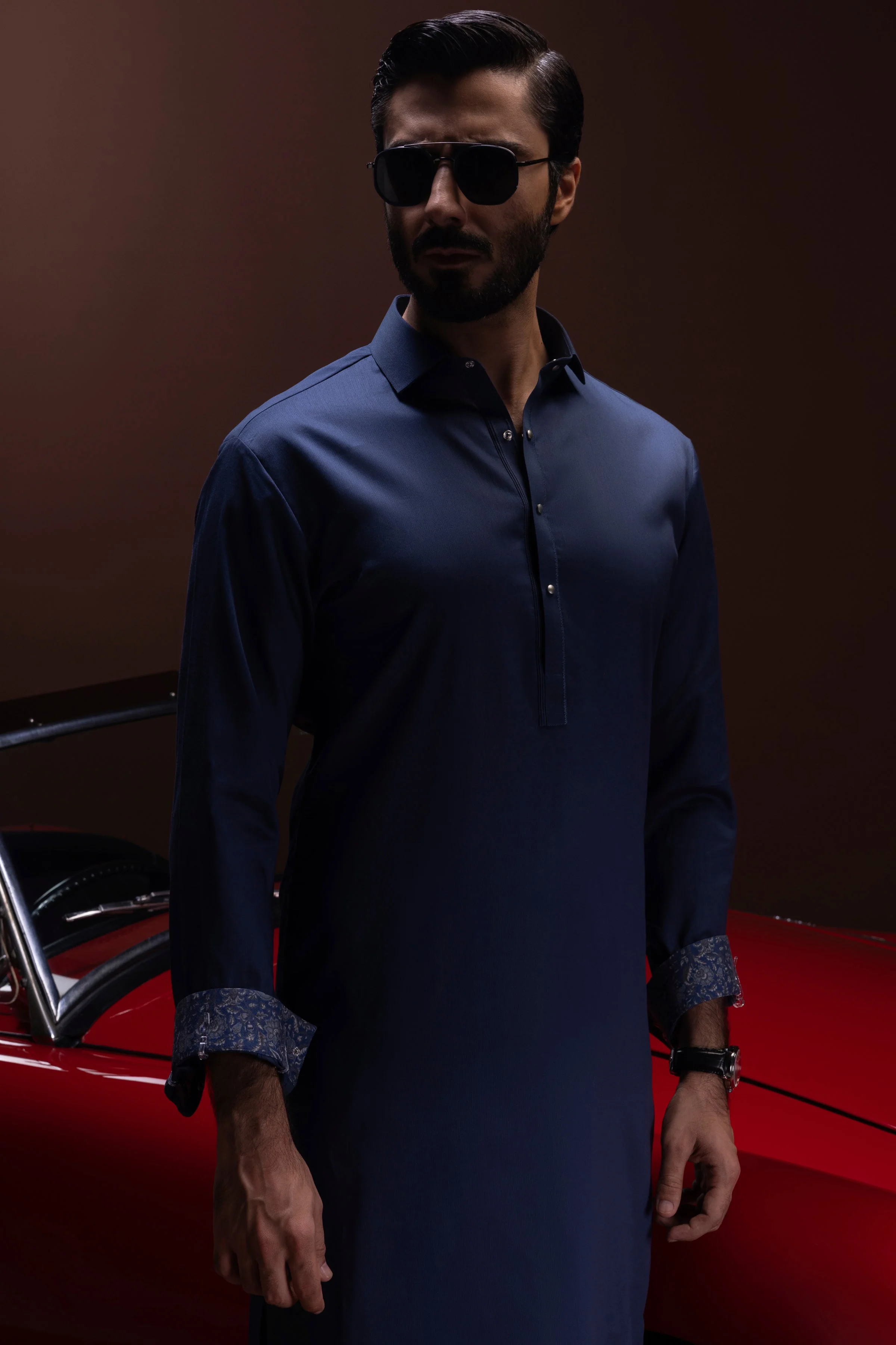 SAPPHIRE BLUE COTTON KAMEEZ SHALWAR | CCMKS-S-US-39388-4/4-VICTORIA - Image 2