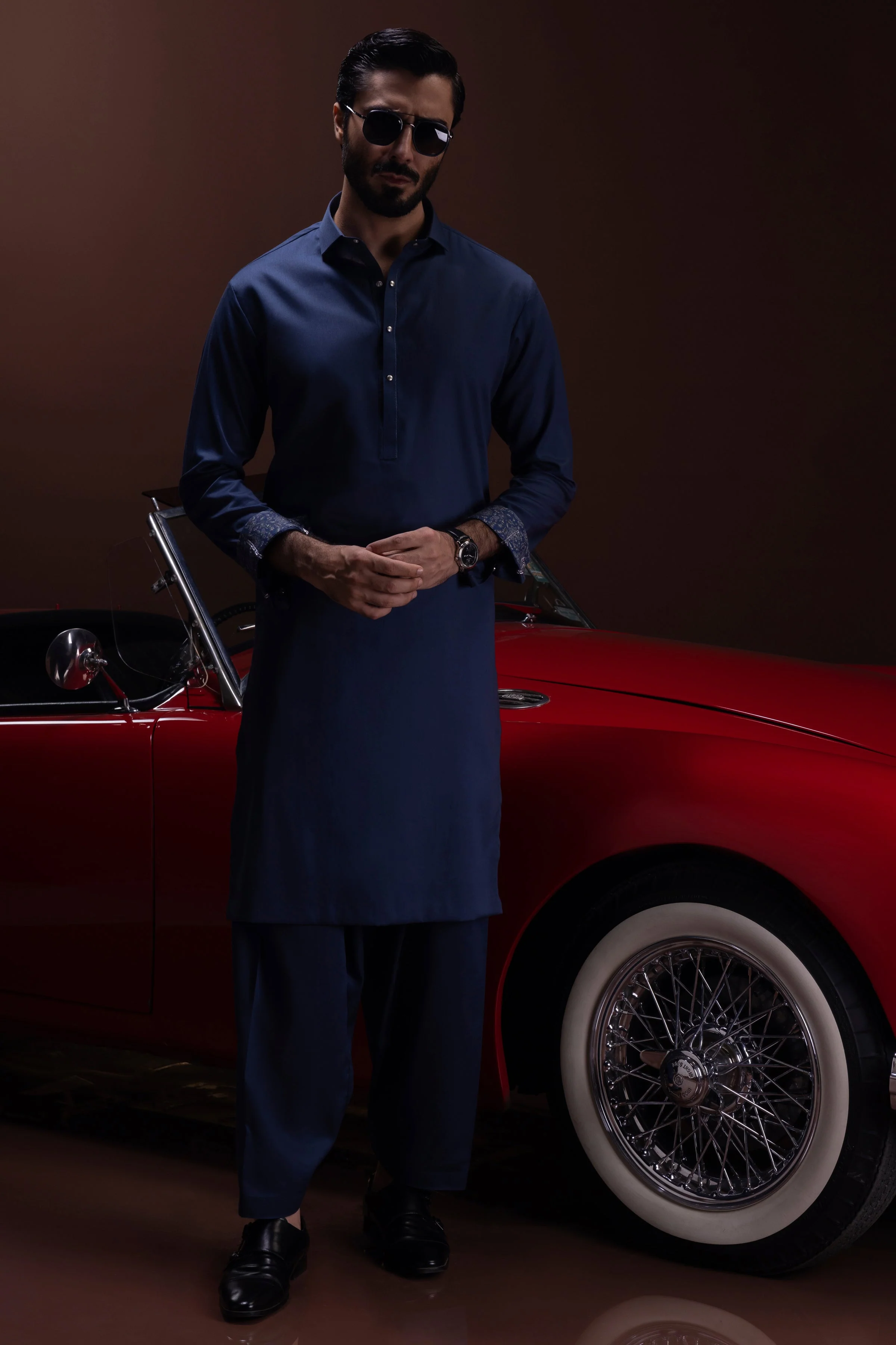 SAPPHIRE BLUE COTTON KAMEEZ SHALWAR | CCMKS-S-US-39388-4/4-VICTORIA - Image 4