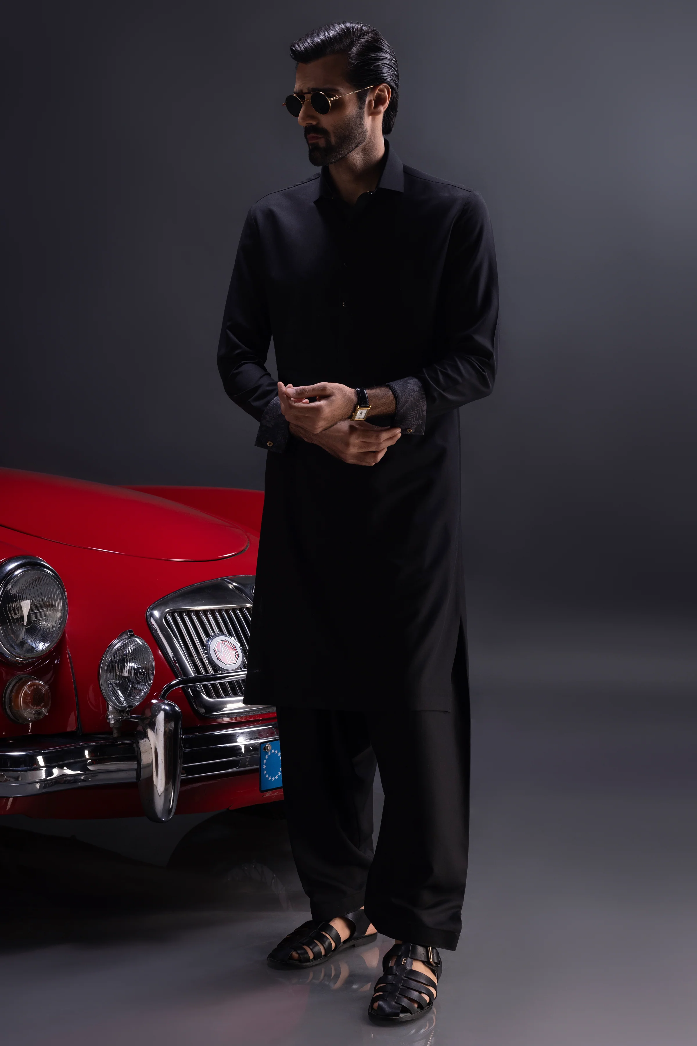 BLACK BLENDED KAMEEZ SHALWAR | CCMKS-S-US-39389-2/4-ST.LOUIS - Image 3