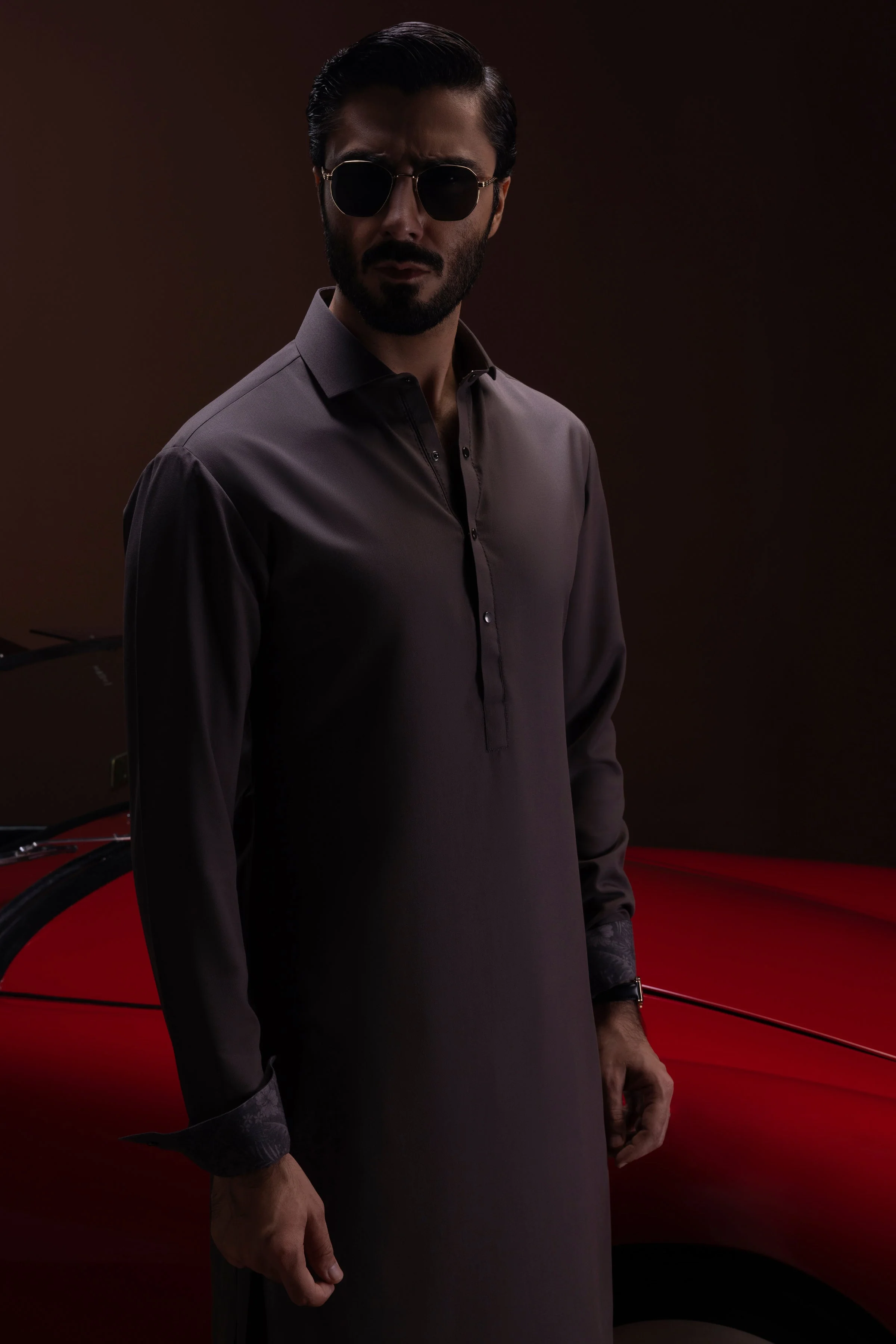 DARK GREY BLENDED KAMEEZ SHALWAR | CCMKS-S-US-39389-3/4-ST.LOUIS - Image 2