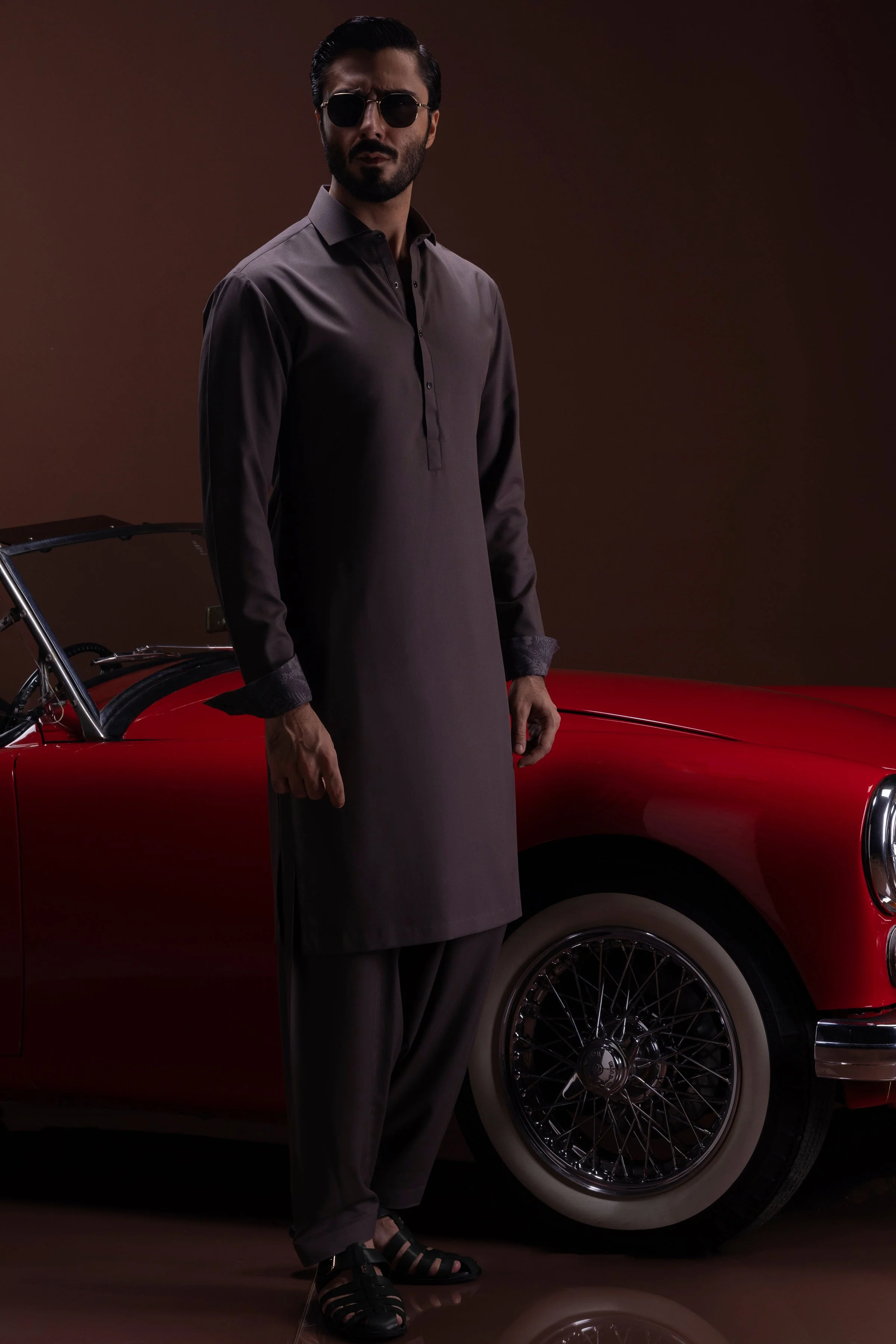 DARK GREY BLENDED KAMEEZ SHALWAR | CCMKS-S-US-39389-3/4-ST.LOUIS - Image 3
